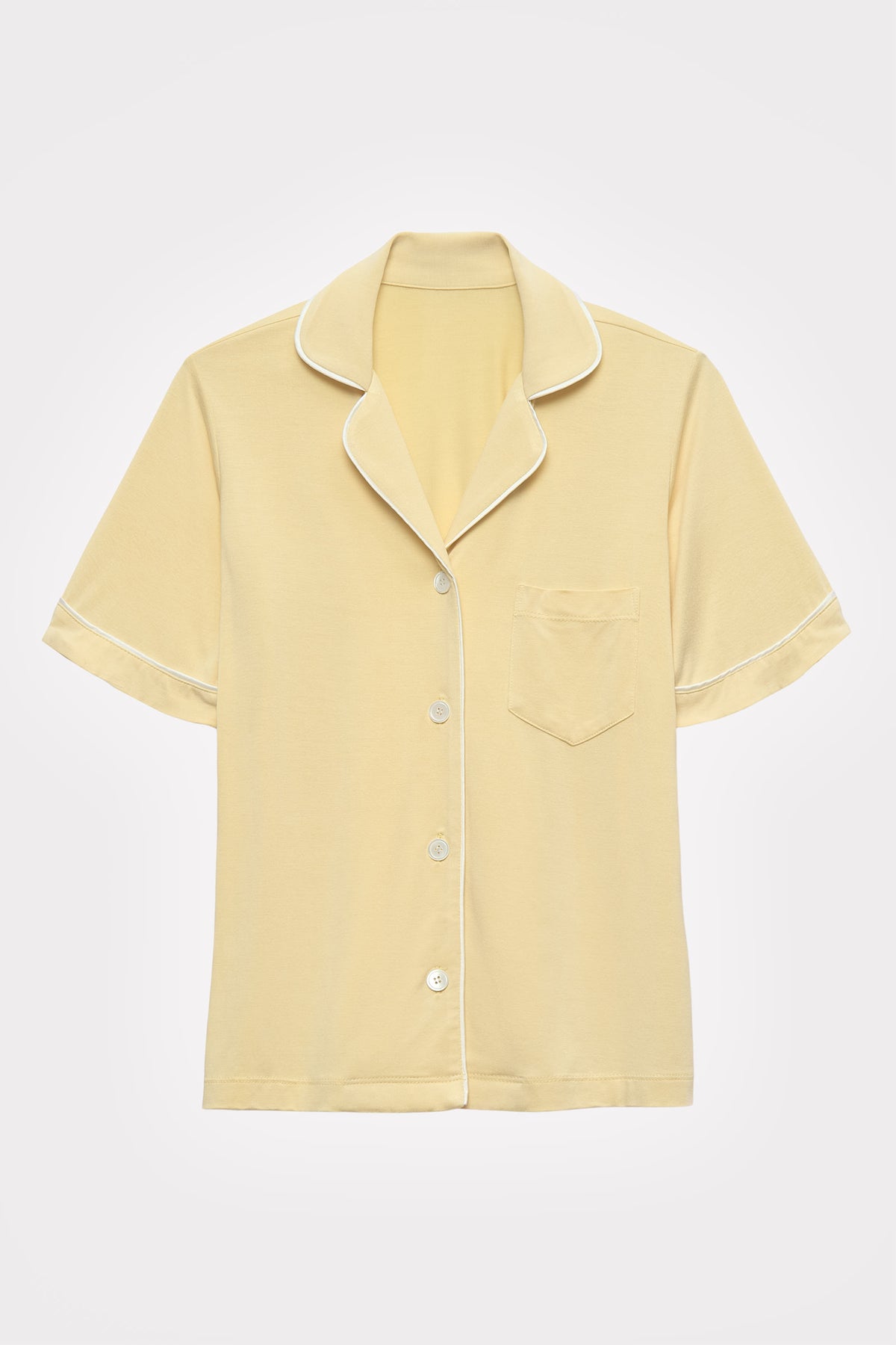 Chamomile-Dyed Modal Piped-Short Pajama Set in naturally dyed fabric by AGA Nature