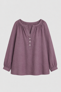 Cochineal Dyed Linen Gathered Neck Top