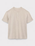 Walnut Dyed Cotton Modal Waffle Henley T-Shirt