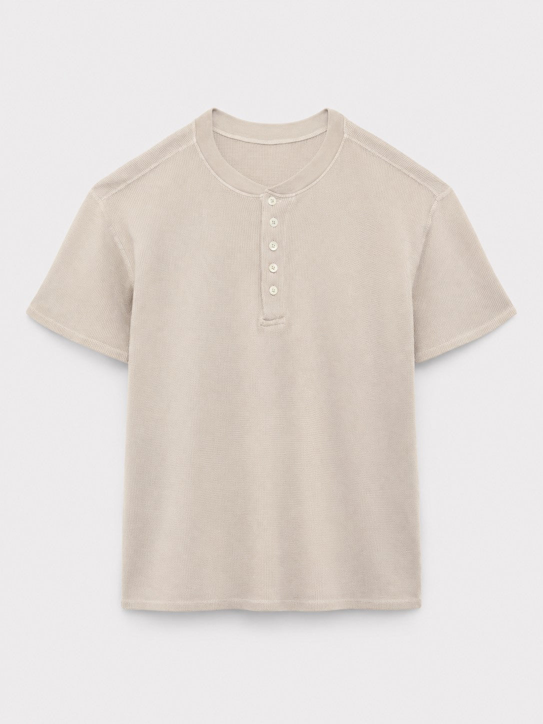 Walnut Dyed Cotton Modal Waffle Henley T-Shirt