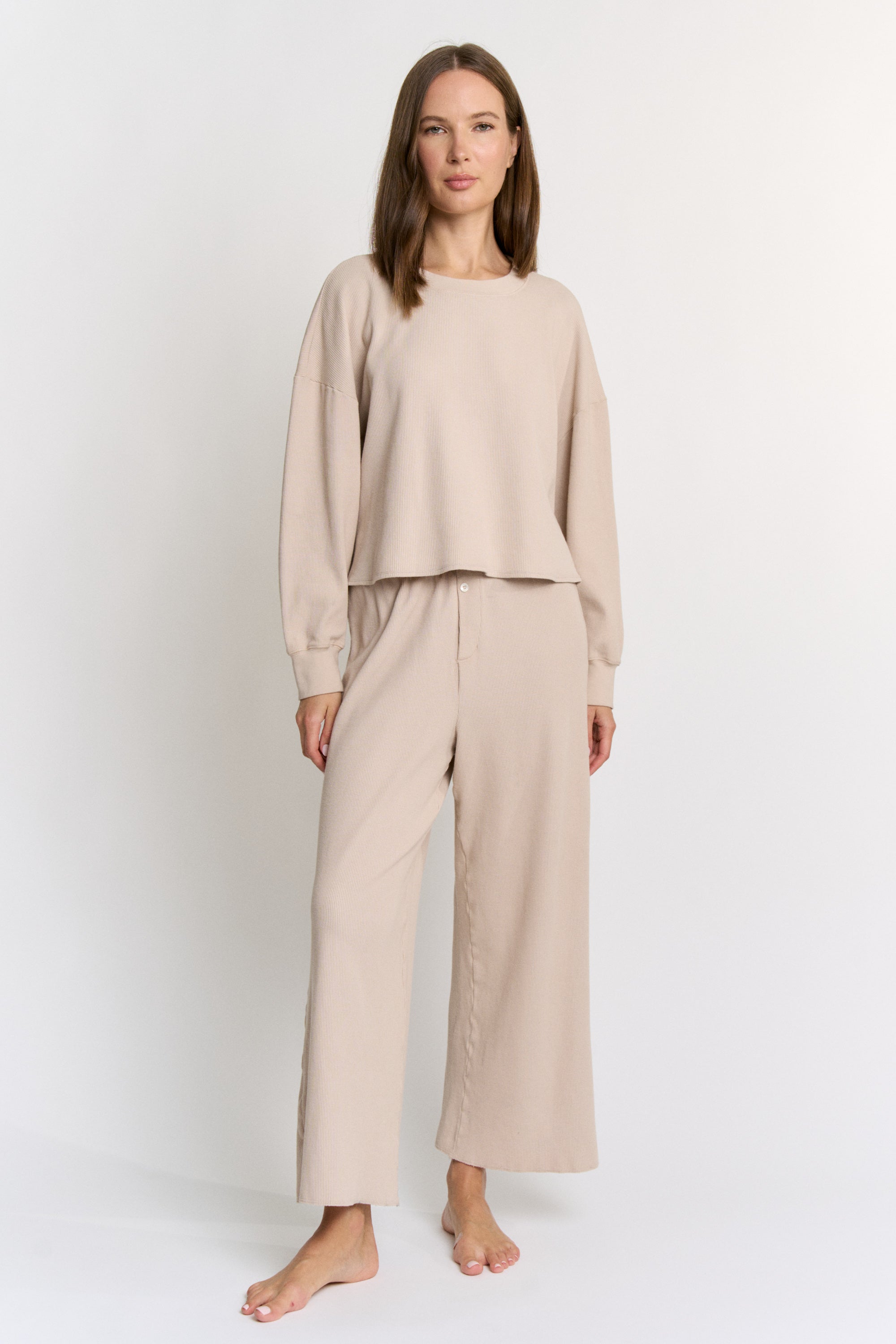 Walnut Hull Dyed Cotton Modal Wide Leg Pants