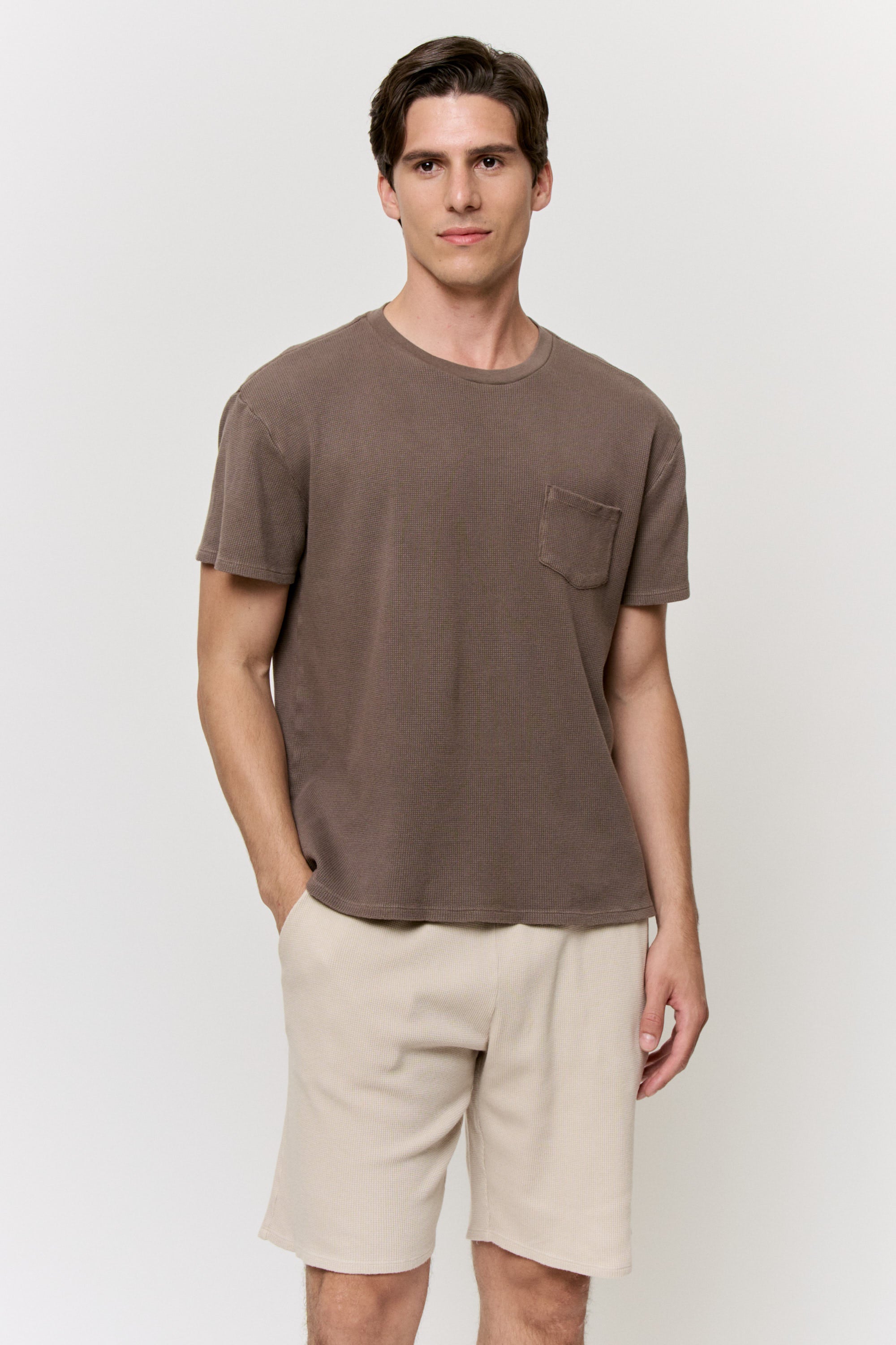 Cutch-Dyed Cotton-Modal Waffle Pocket T-Shirt