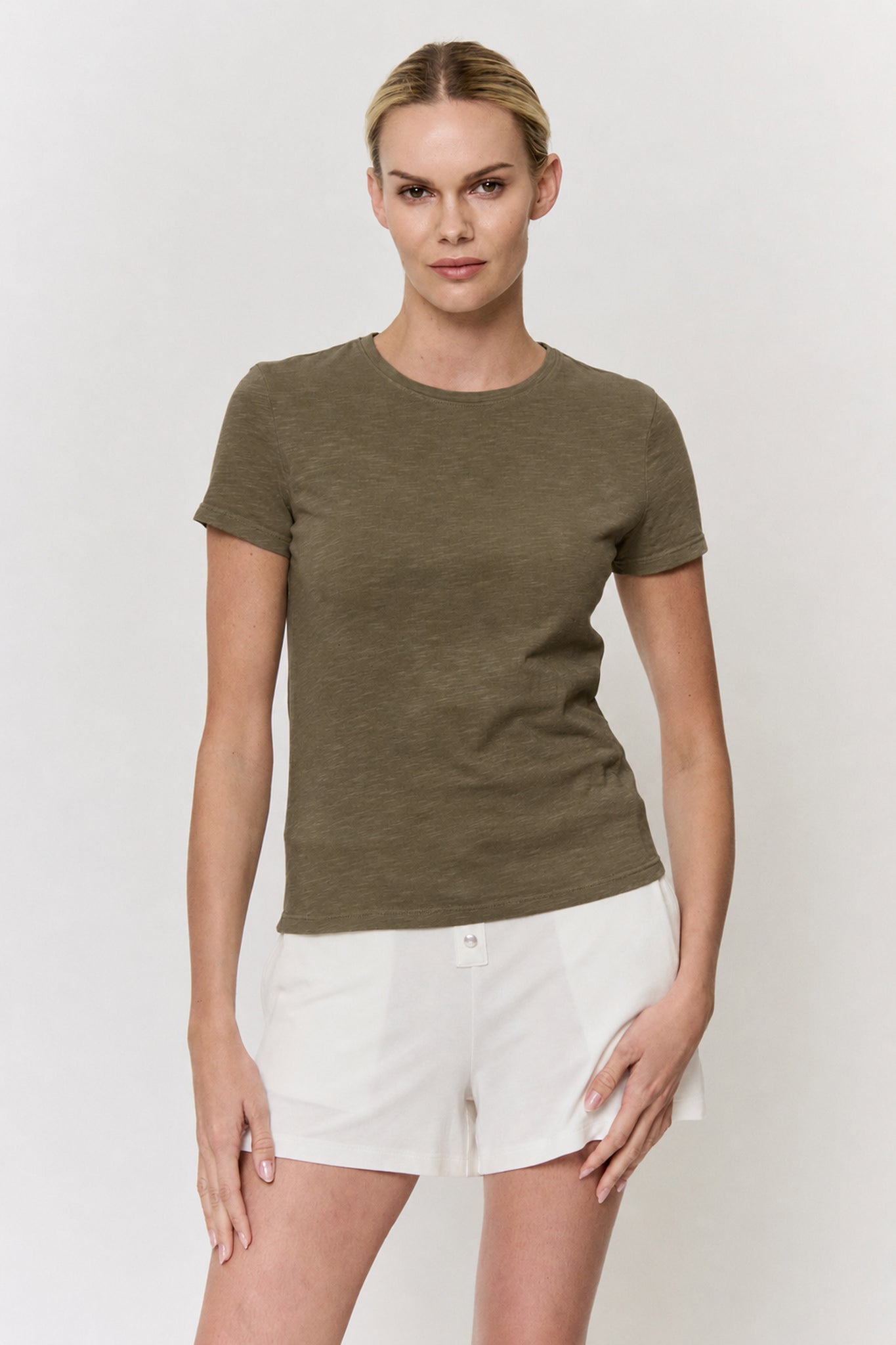 Marigold Dyed Cotton Short Sleeve Crew Neck Tee