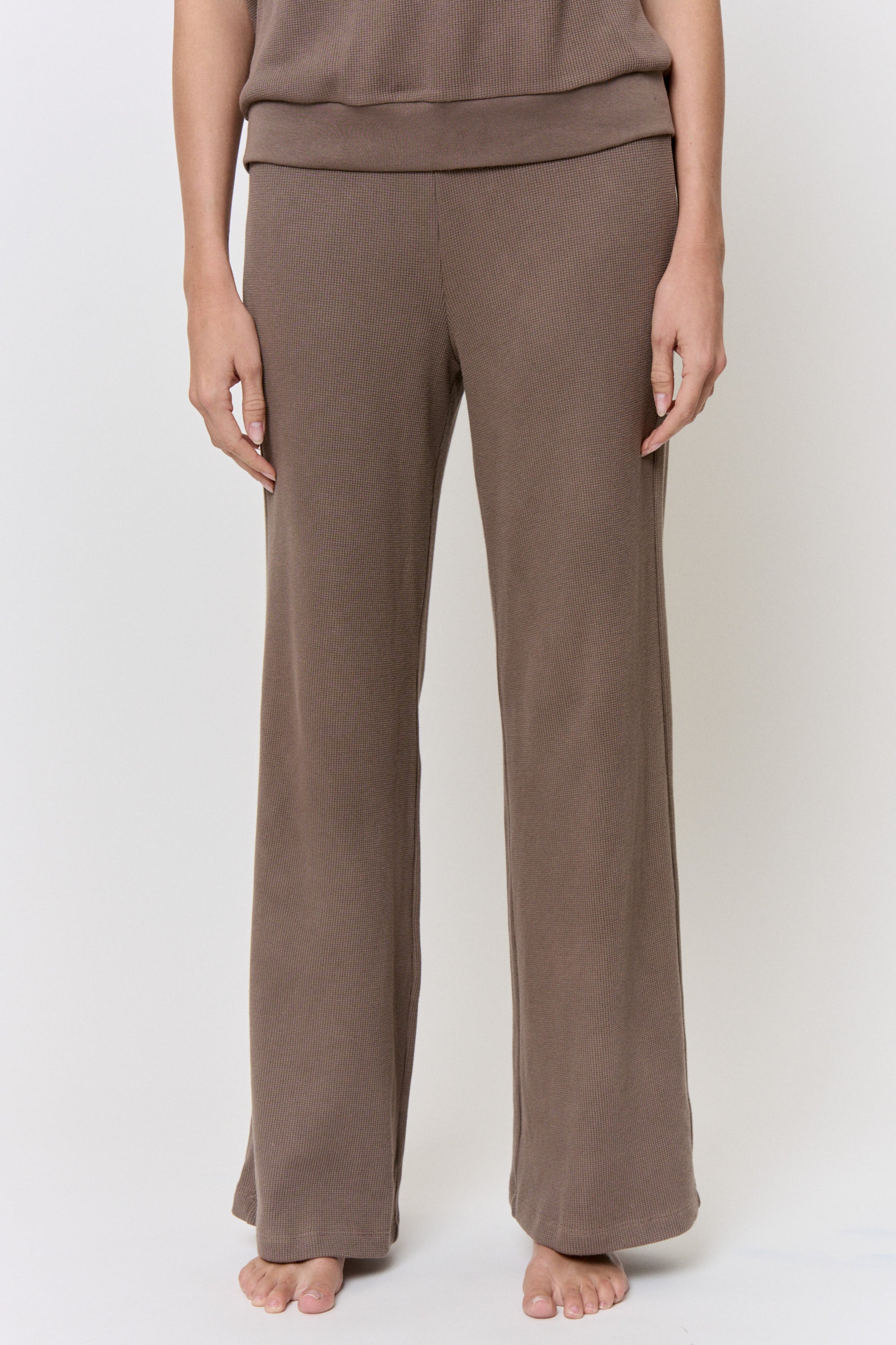 Cutch Dyed Cotton Modal Waffle Wide Leg Pants