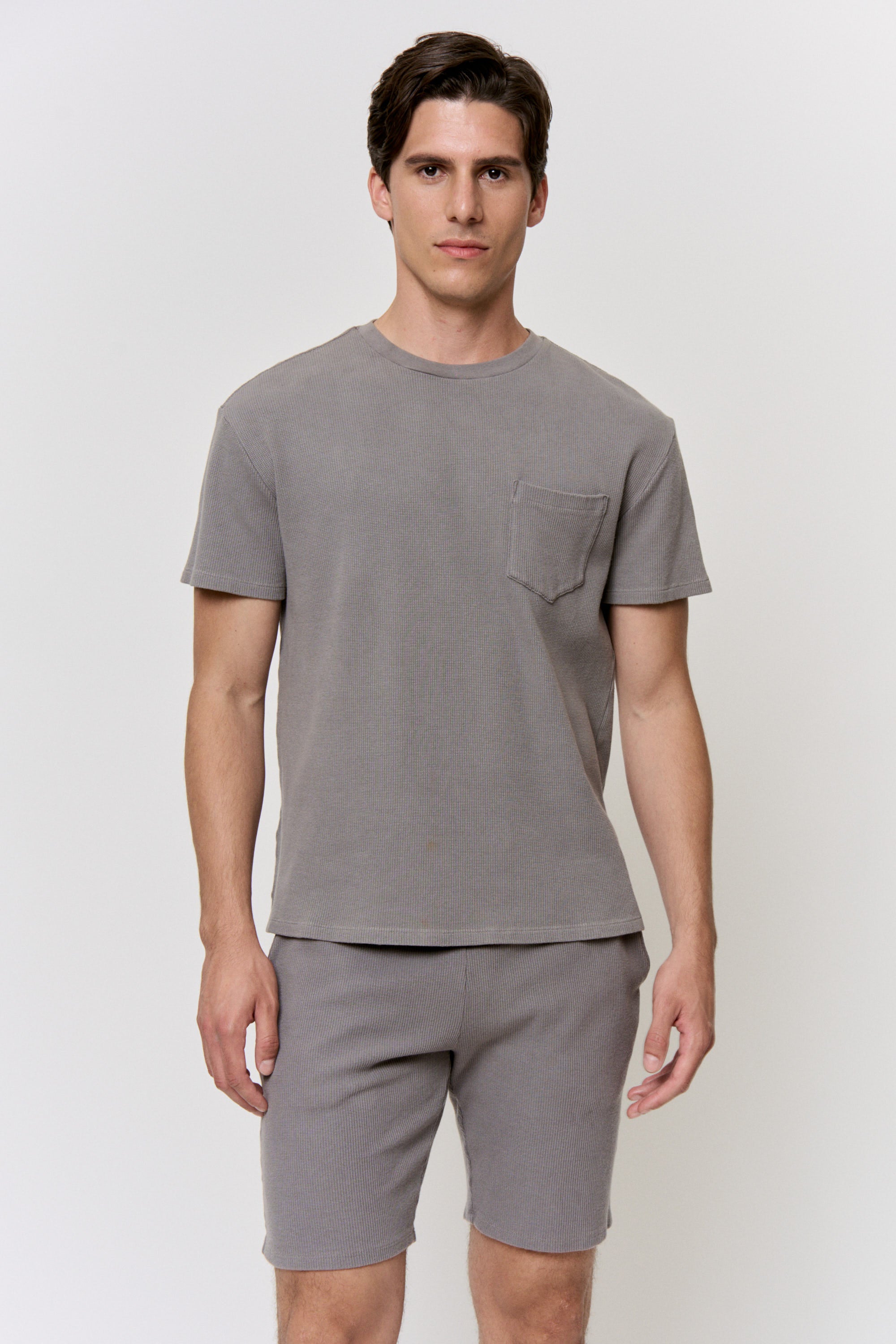 Myrobalan Dyed Cotton-Modal Waffle Pocket T-Shirt
