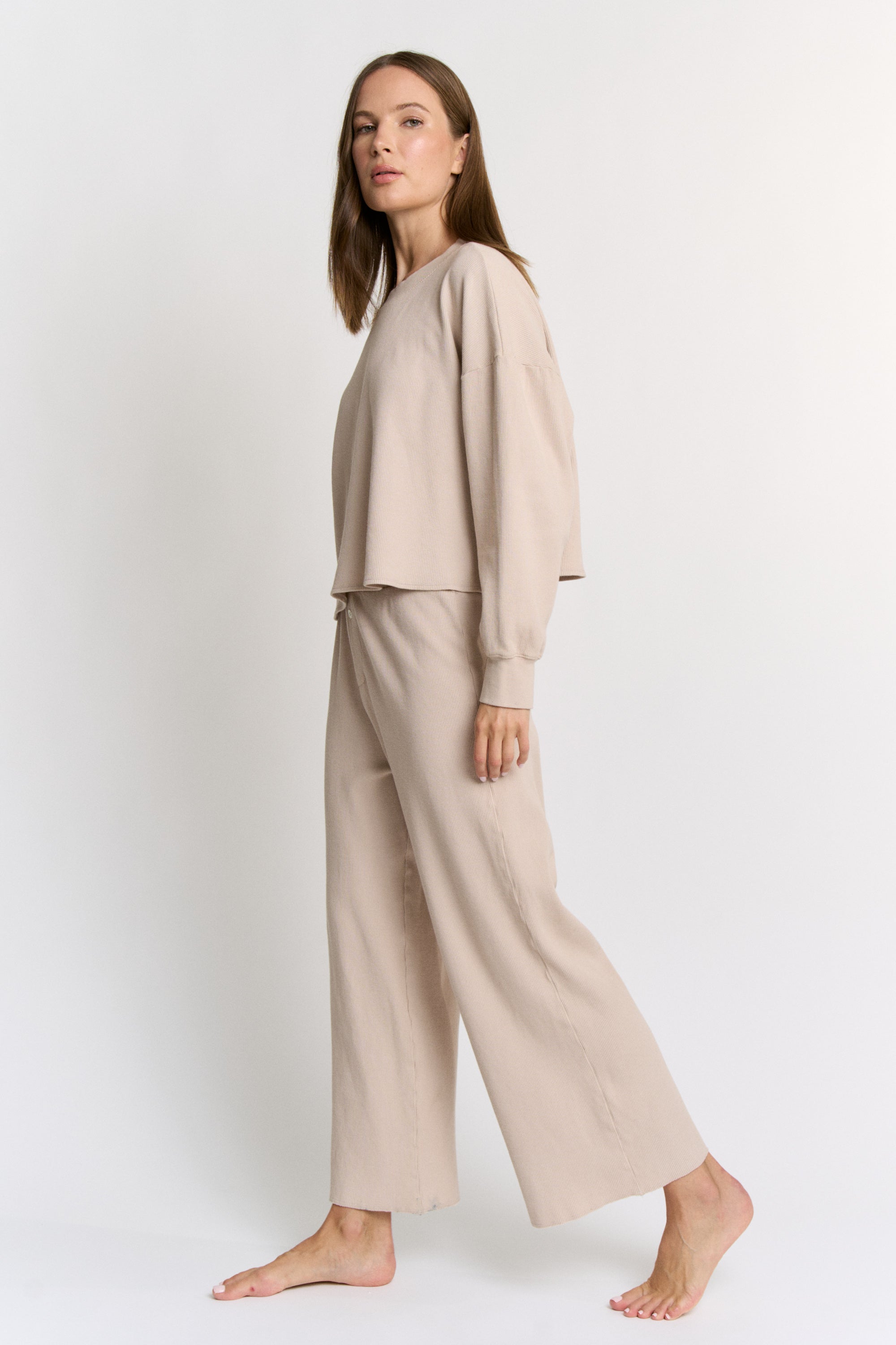 Walnut Hull Dyed Cotton Modal Wide Leg Pants