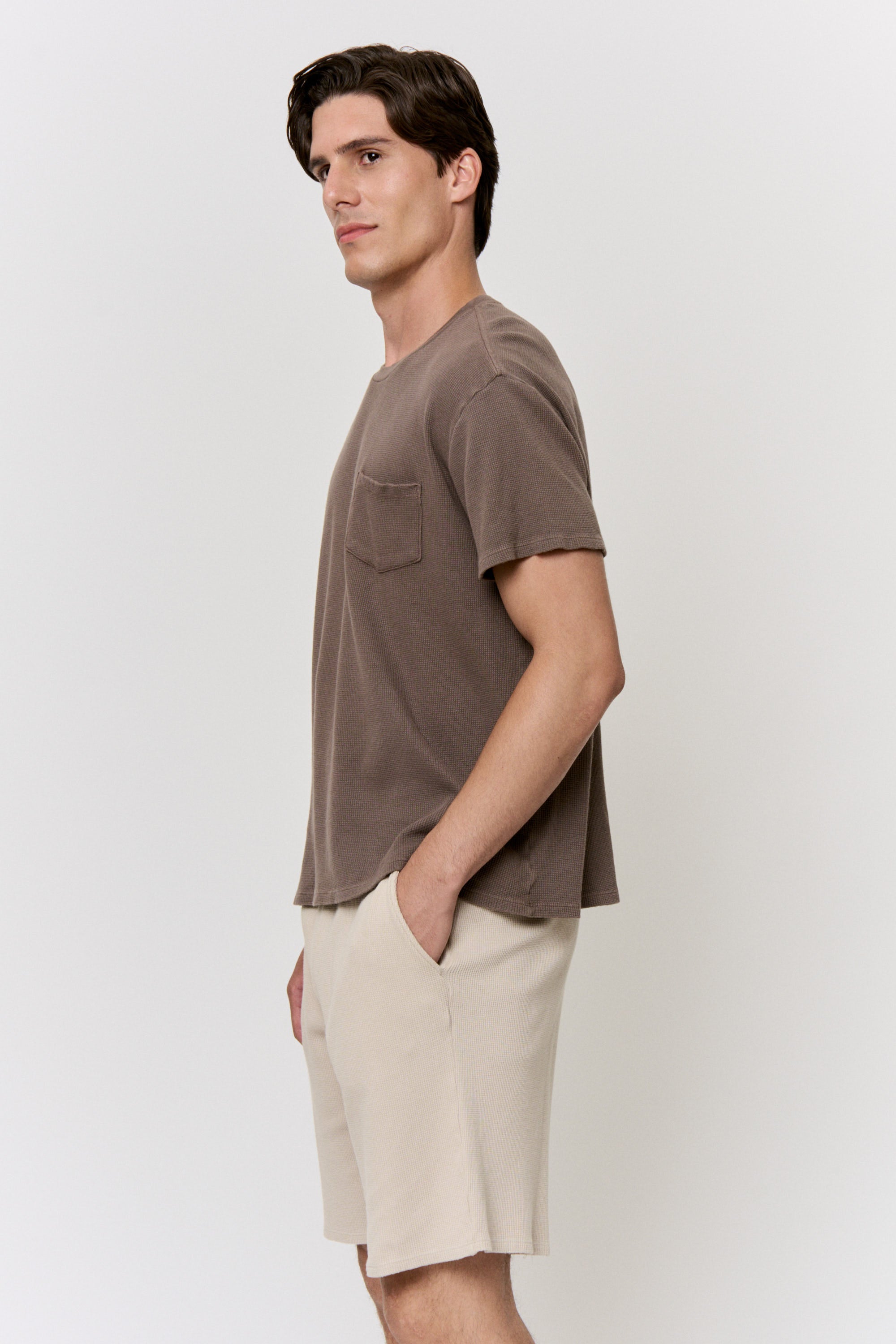 Cutch-Dyed Cotton-Modal Waffle Pocket T-Shirt