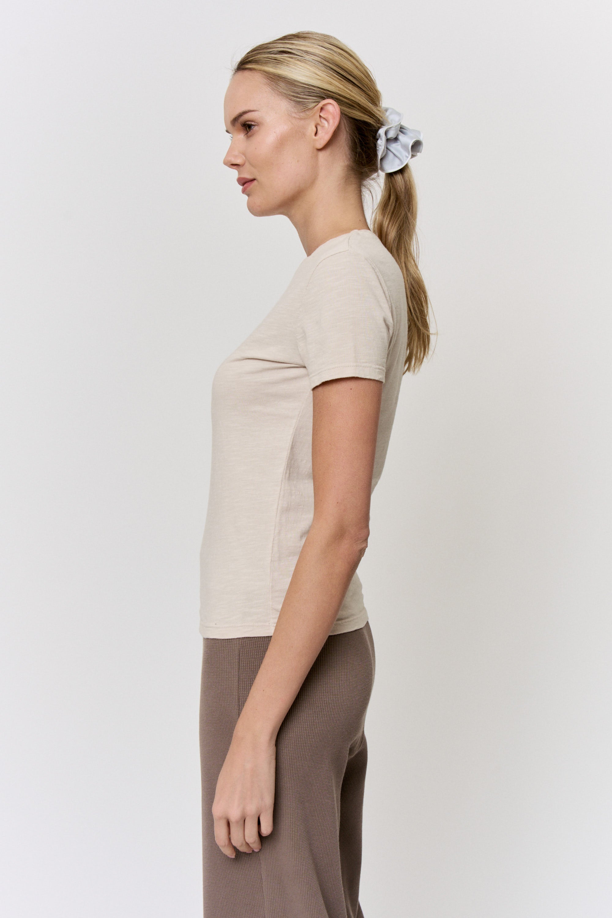 Walnut Dyed Cotton Slub Short Sleeve Crew Neck Tee