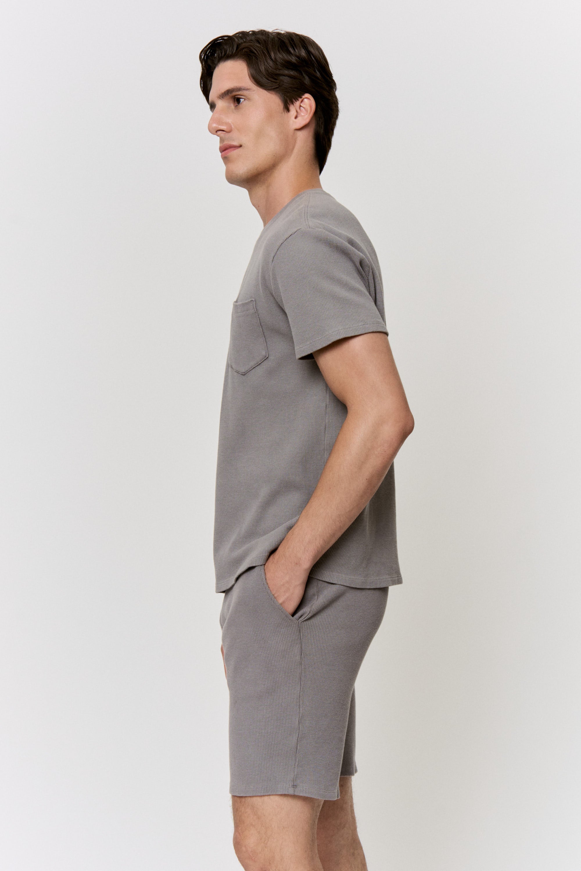 Myrobalan Dyed Cotton-Modal Waffle Pocket T-Shirt