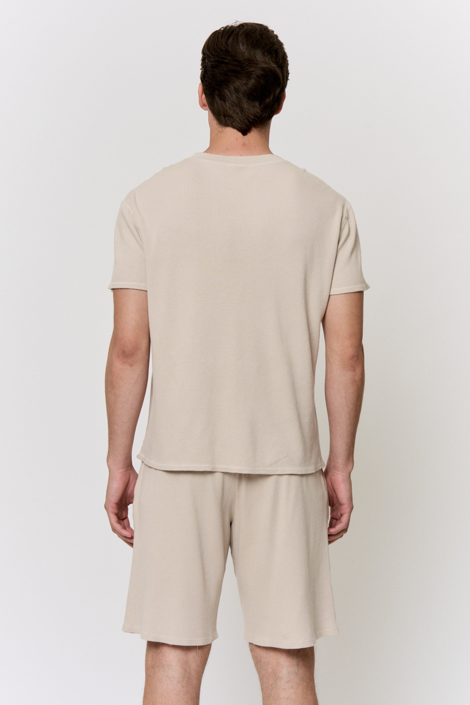 Walnut Dyed Cotton Modal Waffle Henley T-Shirt