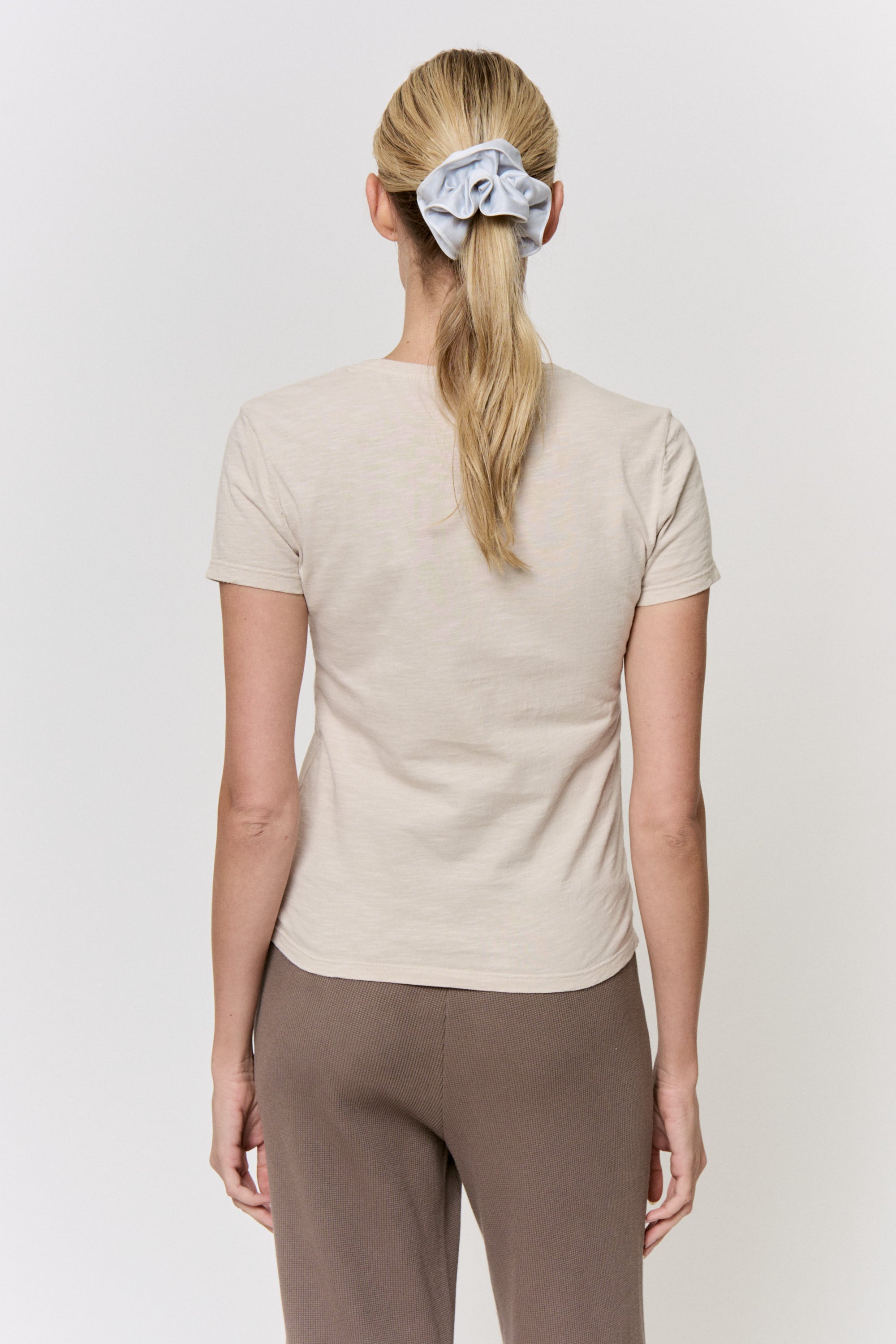 Walnut Dyed Cotton Slub Short Sleeve Crew Neck Tee