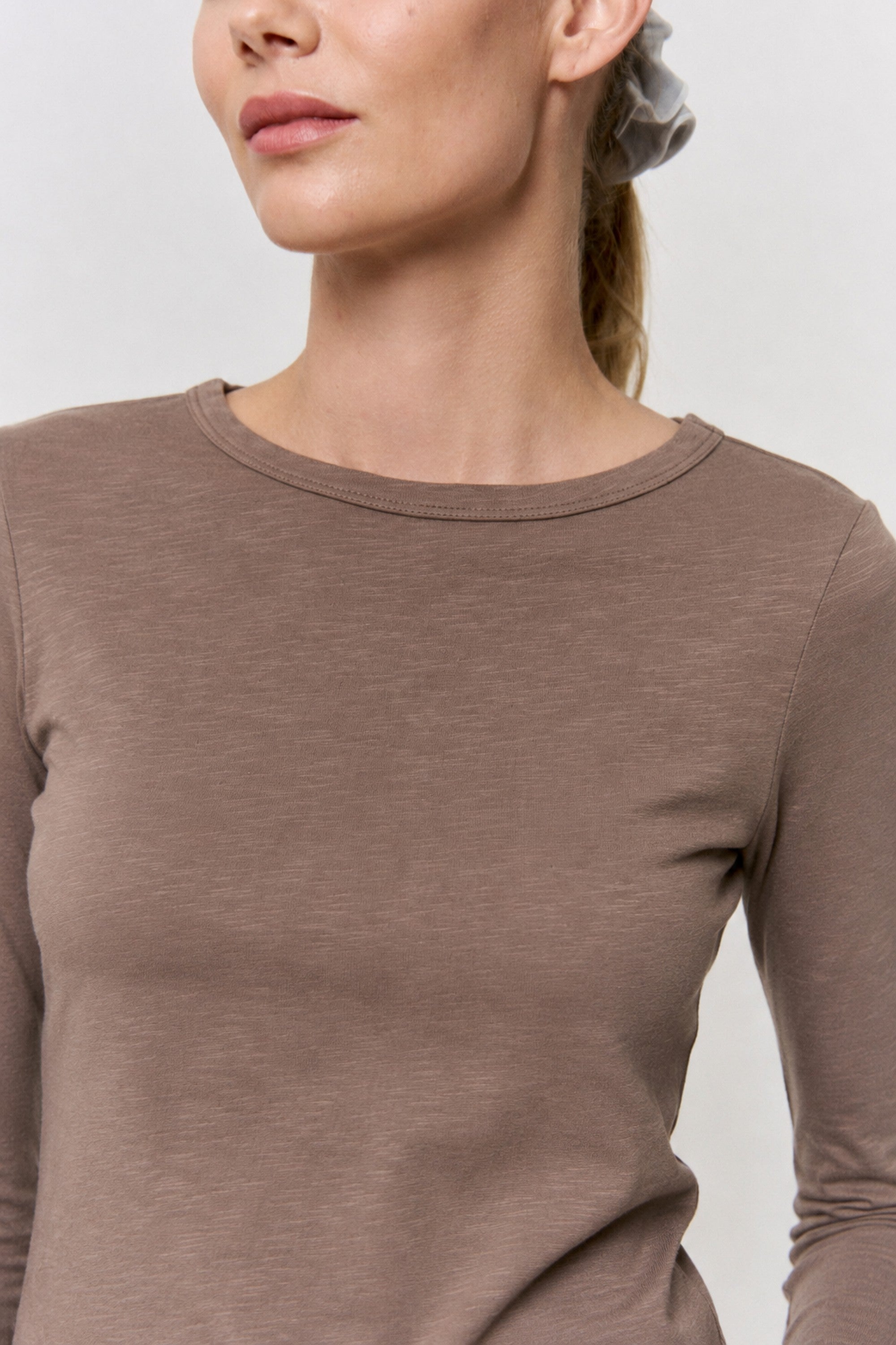Cutch Dyed Cotton Slub Long Sleeve Crew Neck Tee