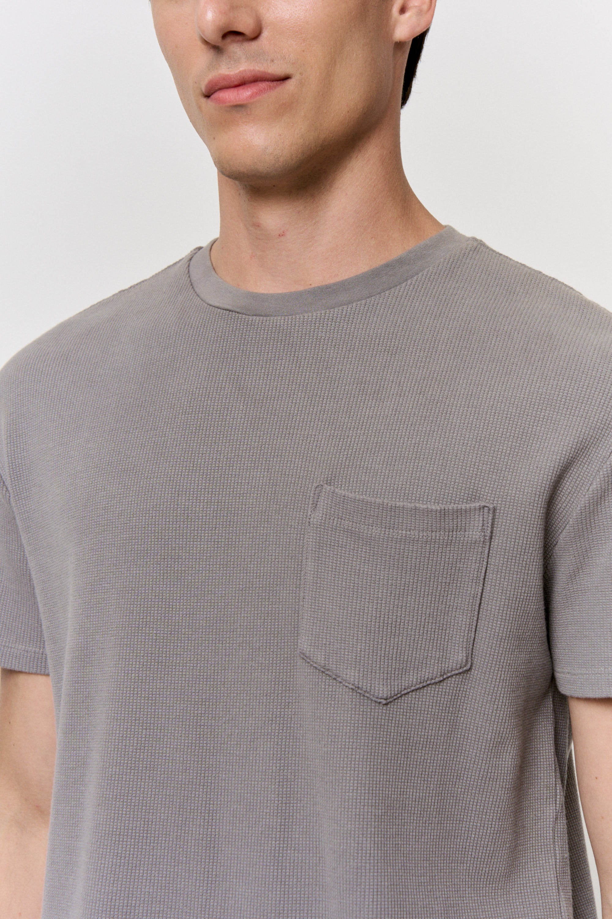 Myrobalan Dyed Cotton-Modal Waffle Pocket T-Shirt