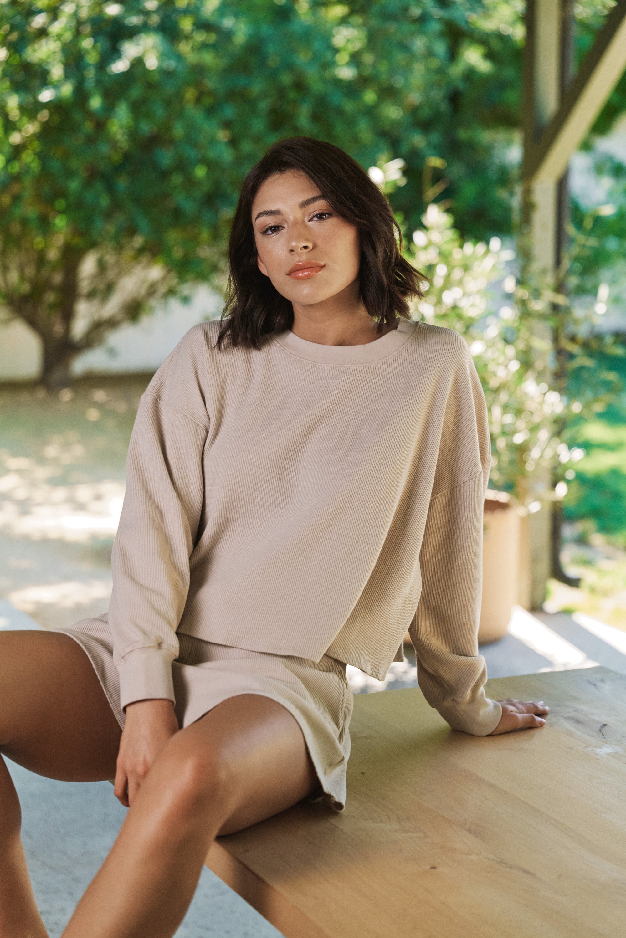 Walnut Hull Dyed Cotton Modal Waffle Top