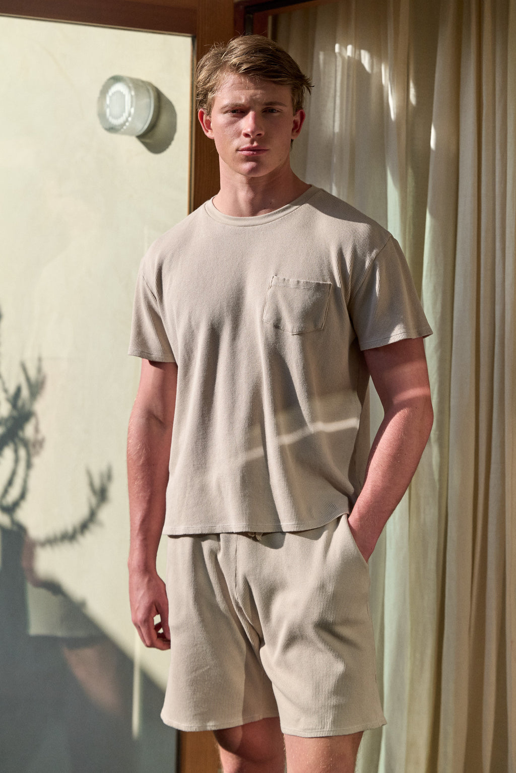 Myrobalan-Dyed Waffle Pocket-Tee