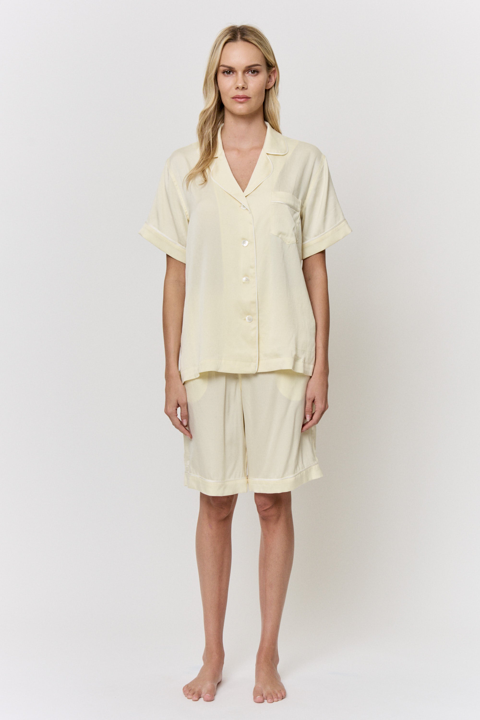 Red Onion-Dyed Silk Piped Pajama Set