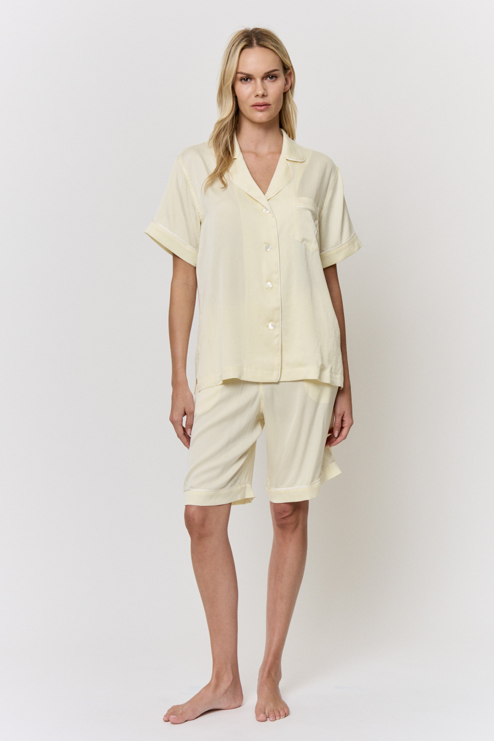 Red Onion-Dyed Silk Piped Pajama Set