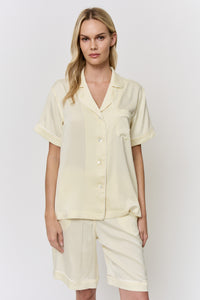 Red Onion-Dyed Silk Piped Pajama Set in naturally dyed fabric by AGA Nature