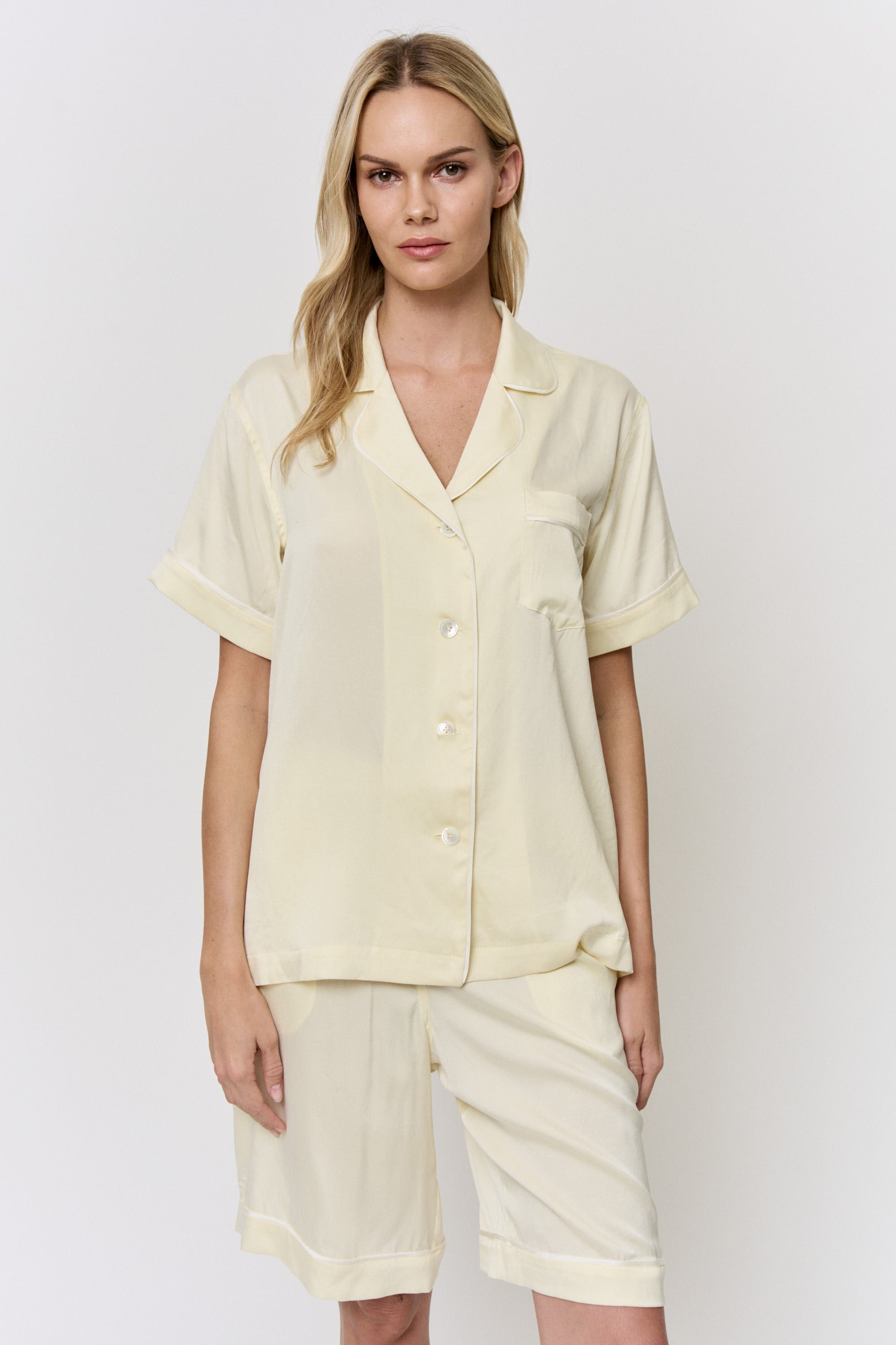 Red Onion-Dyed Silk Piped Pajama Set in naturally dyed fabric by AGA Nature