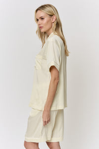 Red Onion-Dyed Silk Piped Pajama Set in naturally dyed fabric by AGA Nature