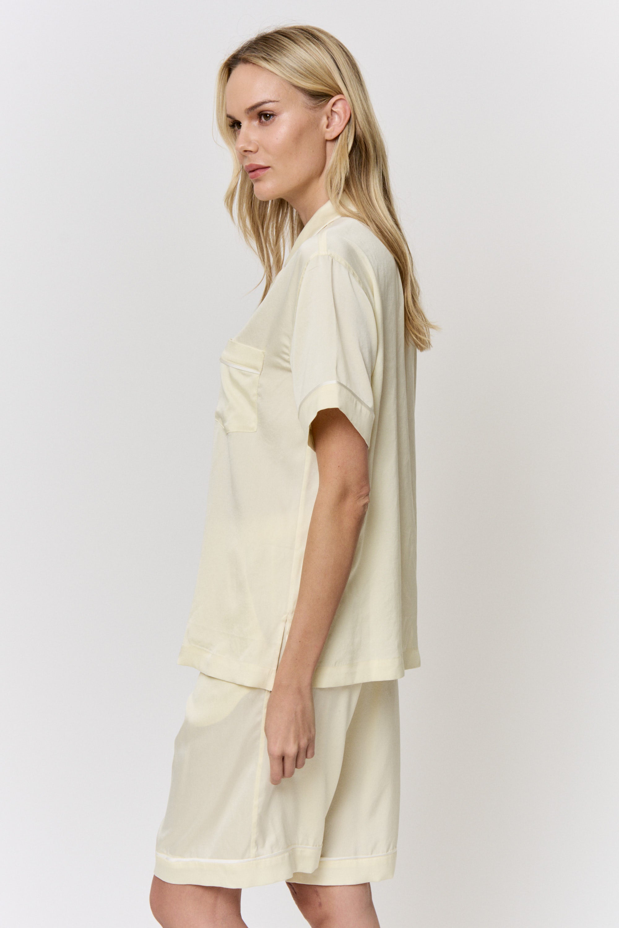 Red Onion-Dyed Silk Piped Pajama Set in naturally dyed fabric by AGA Nature