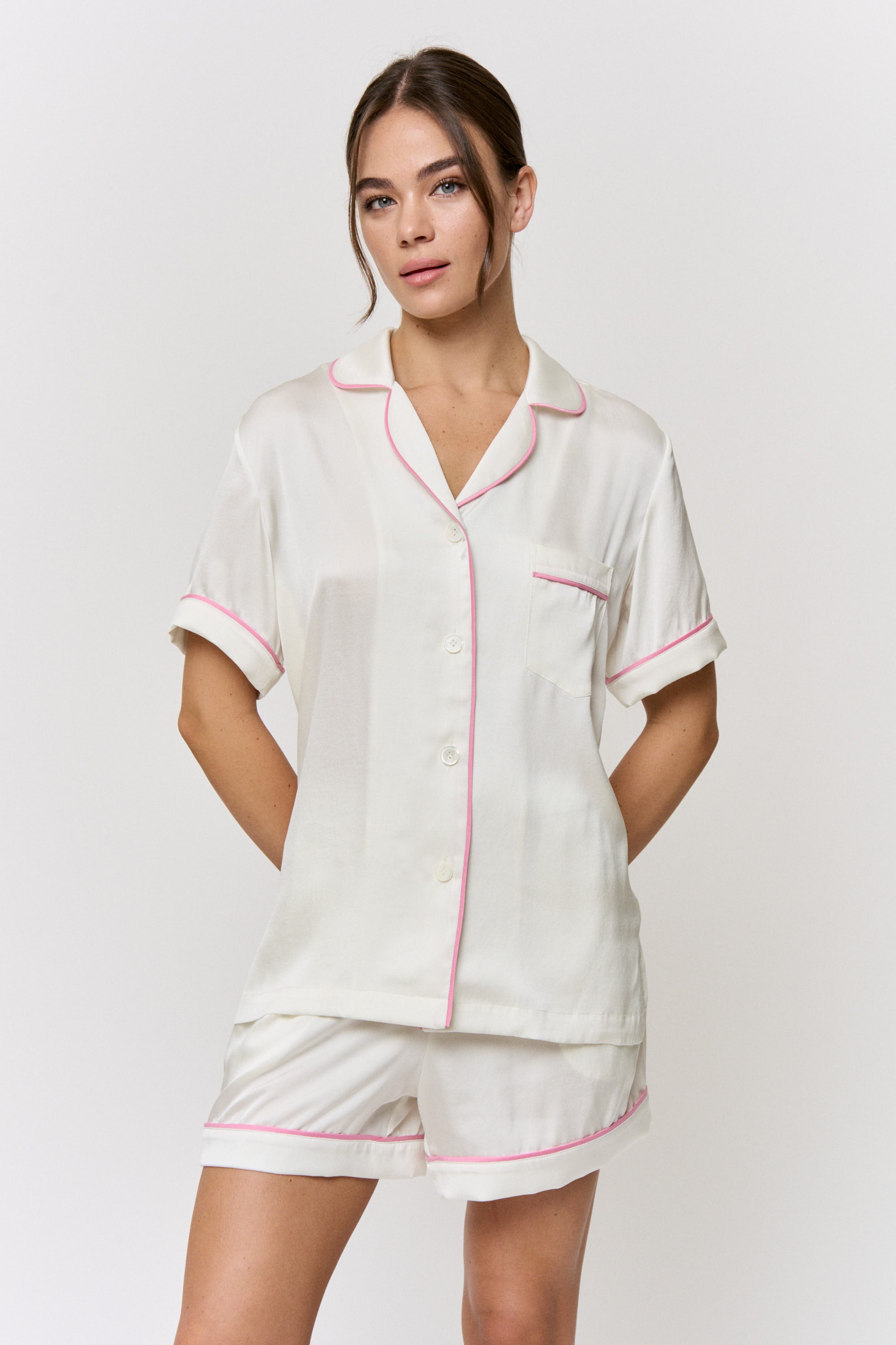 Undyed Amelie Silk Pajama Set in naturally dyed fabric by AGA Nature