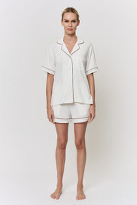 Undyed Modal Piped-Short Pajama Set in naturally dyed fabric by AGA Nature