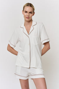 Undyed Modal Piped-Short Pajama Set in naturally dyed fabric by AGA Nature