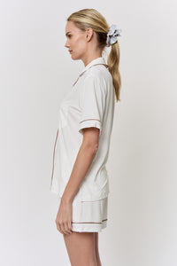 Undyed Modal Piped-Short Pajama Set in naturally dyed fabric by AGA Nature