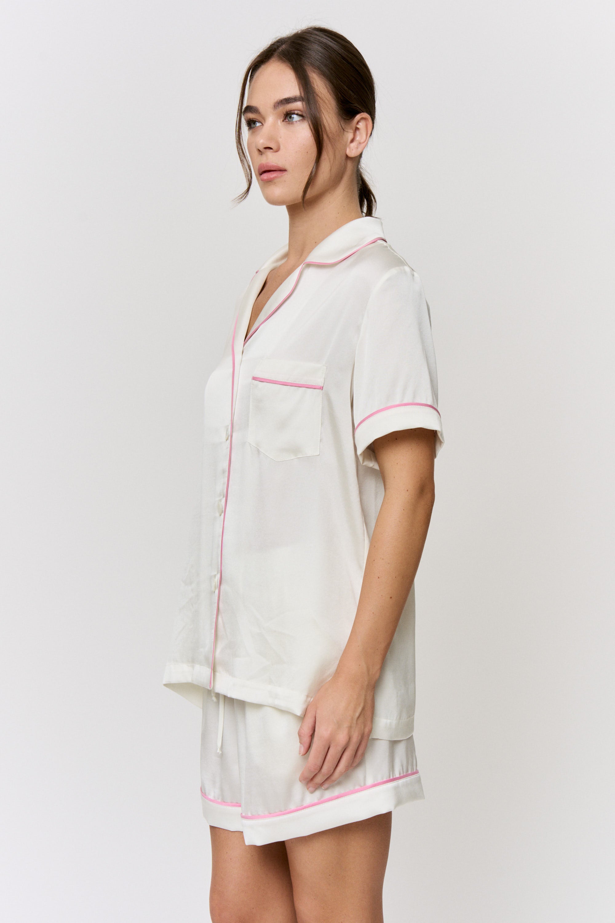 Undyed Amelie Silk Pajama Set in naturally dyed fabric by AGA Nature