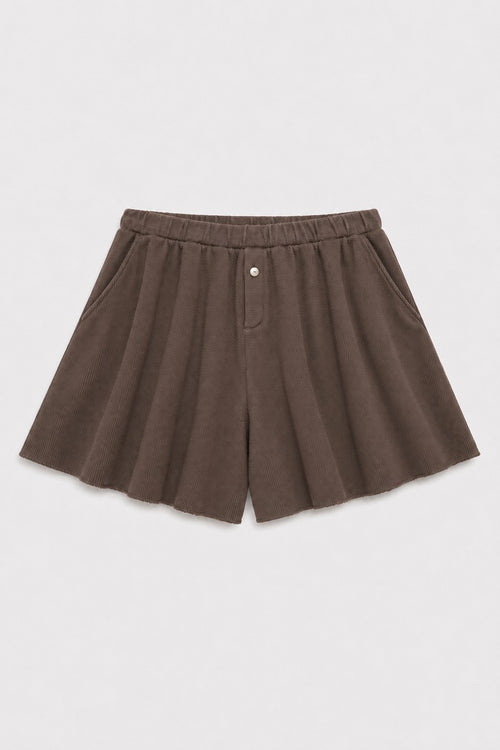 Cutch-Dyed Waffle Pearl-Button-Short in naturally dyed fabric by AGA Nature