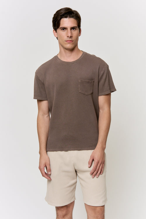 Cutch-Dyed Waffle Pocket-Tee in naturally dyed fabric by AGA Nature