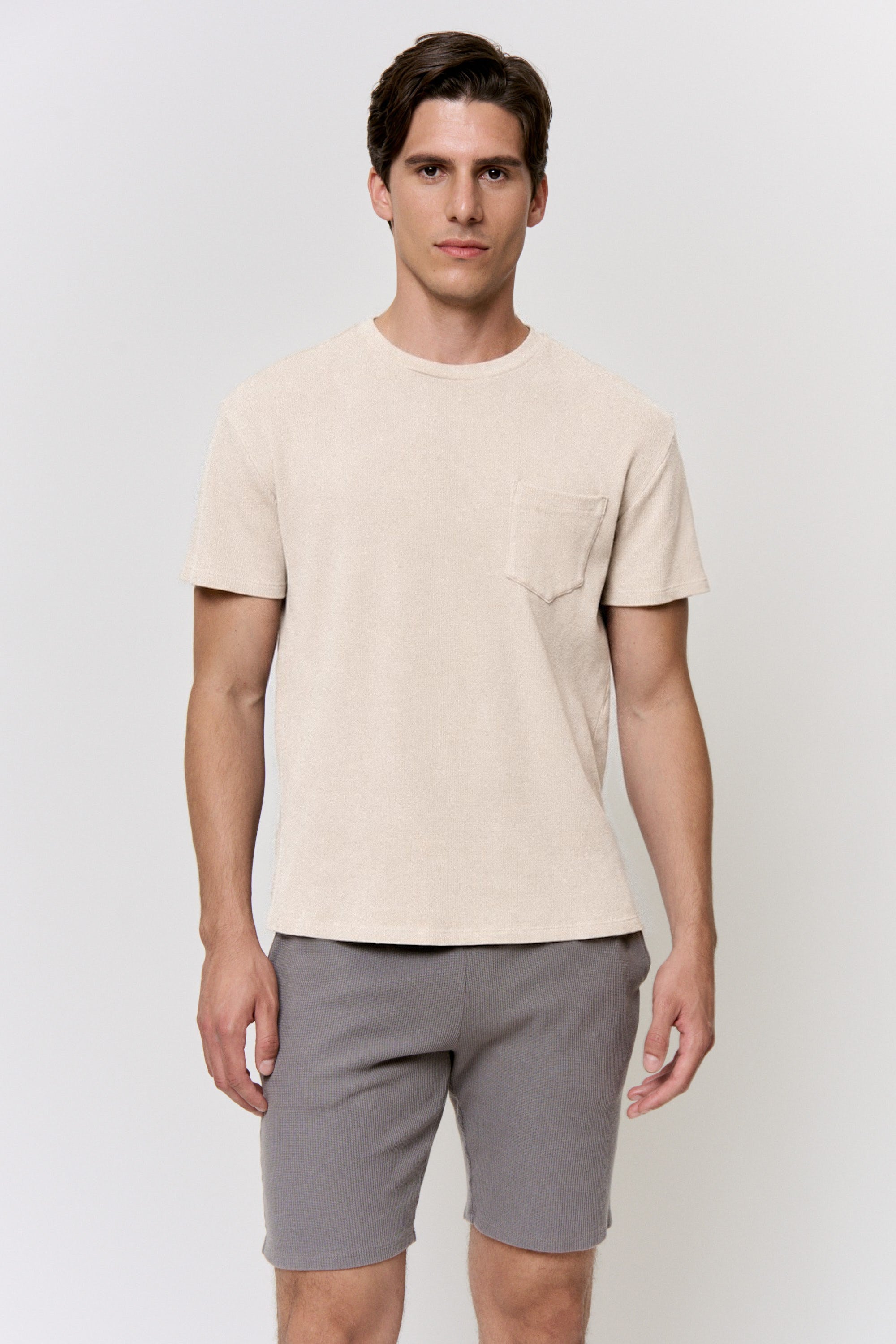 Walnut-Dyed Waffle Pocket-Tee in naturally dyed fabric by AGA Nature