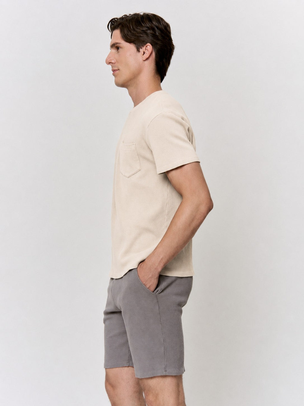 Walnut-Dyed Waffle Pocket-Tee