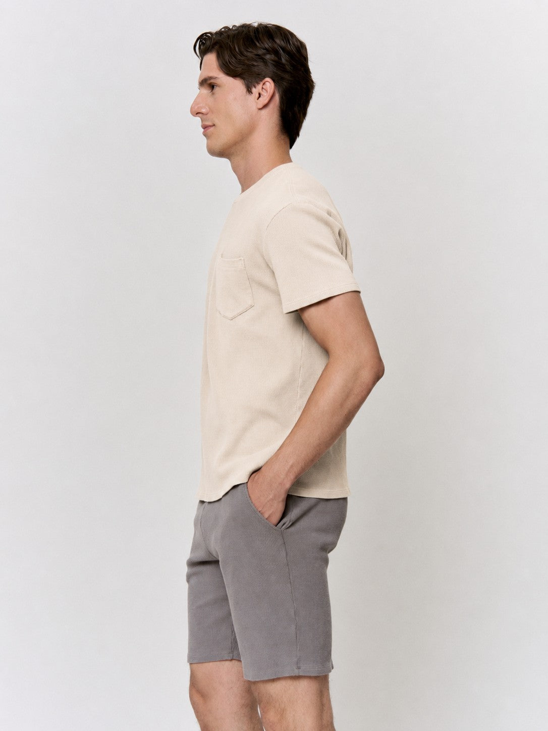 Walnut-Dyed Waffle Pocket-Tee