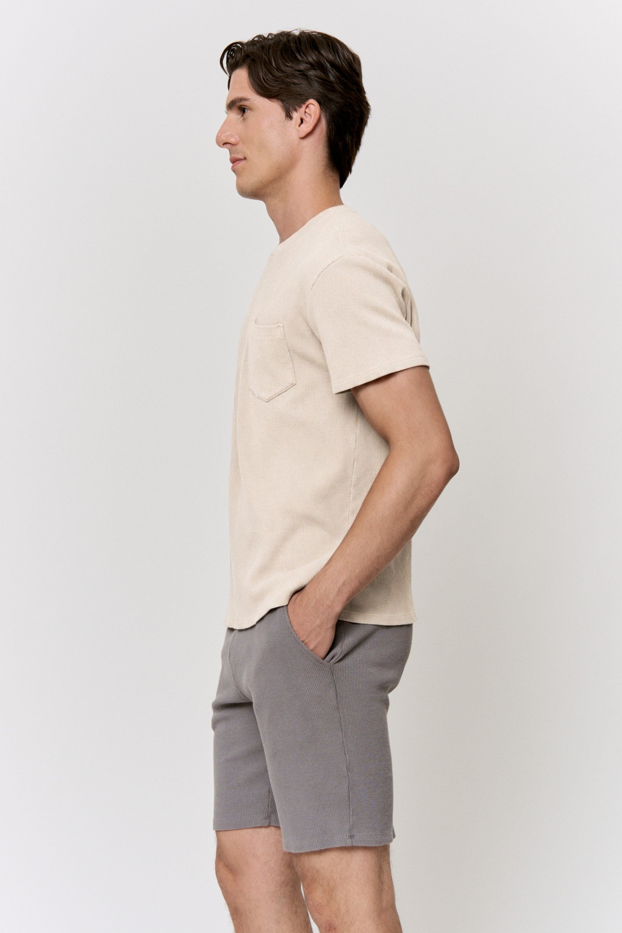 Walnut-Dyed Waffle Pocket-Tee in naturally dyed fabric by AGA Nature