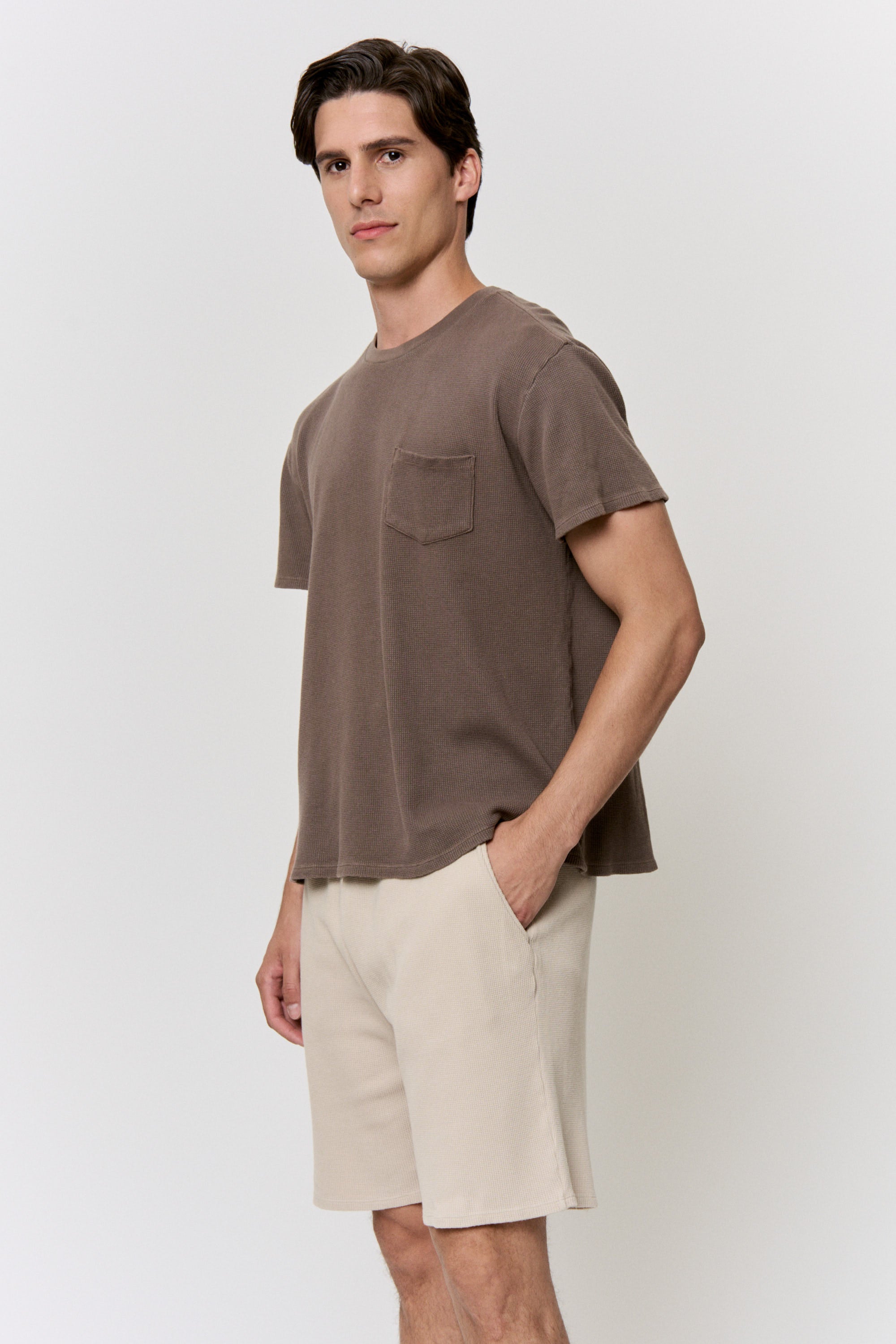 Cutch-Dyed Waffle Pocket-Tee in naturally dyed fabric by AGA Nature