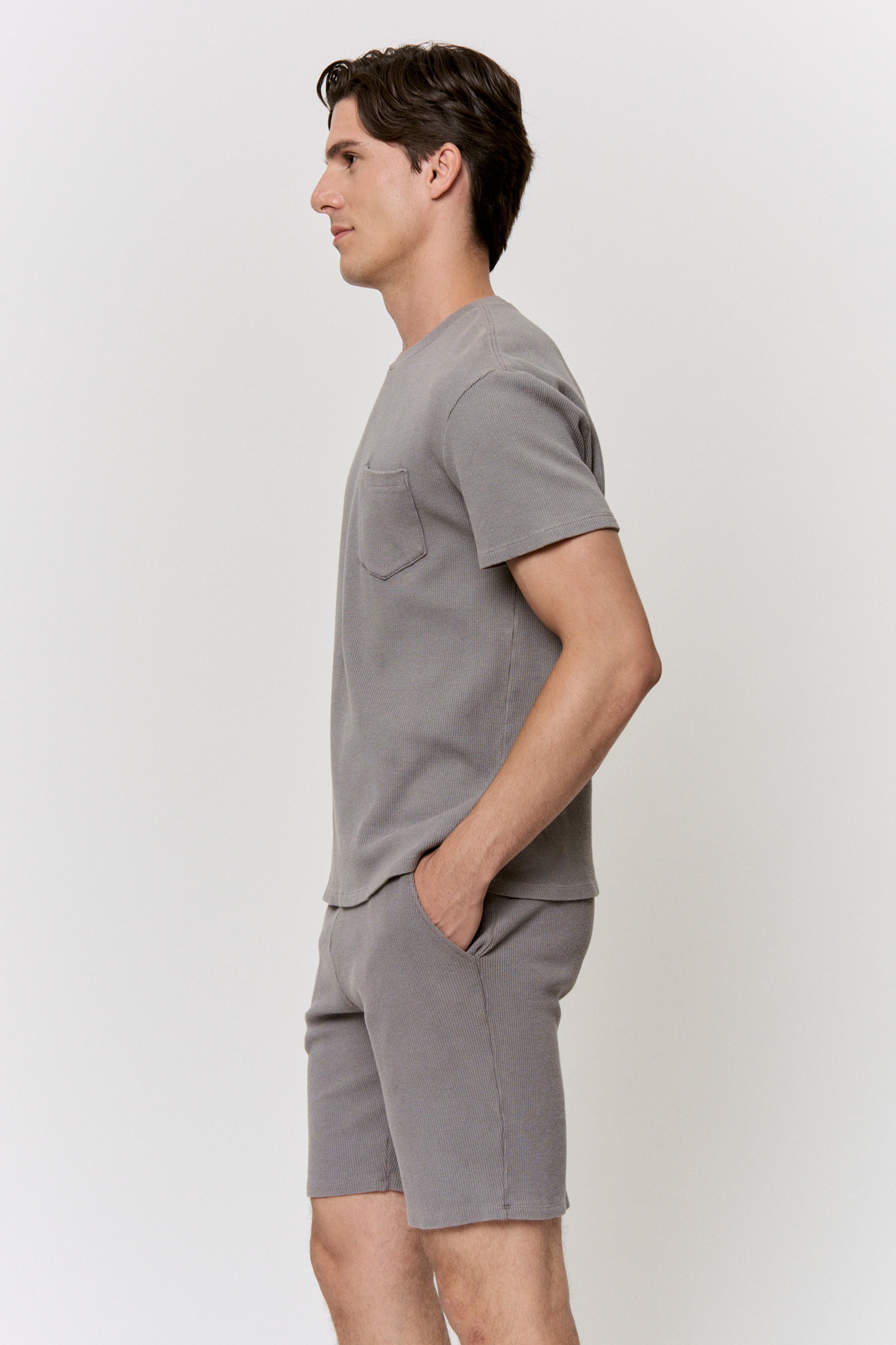 Myrobalan-Dyed Waffle Pocket-Tee in naturally dyed fabric by AGA Nature