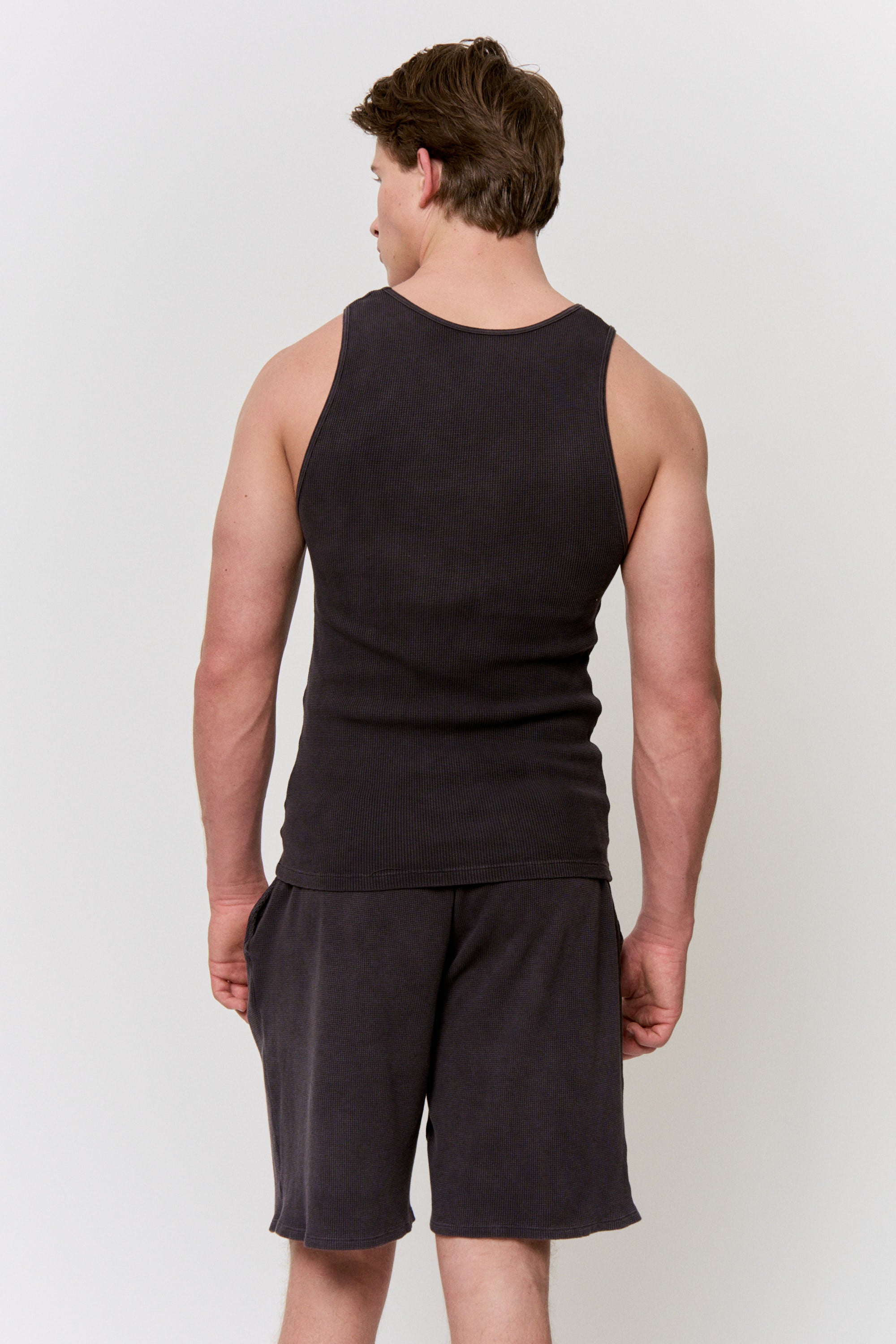 Myrobalan-Dyed Waffle Tank-Top in naturally dyed fabric by AGA Nature