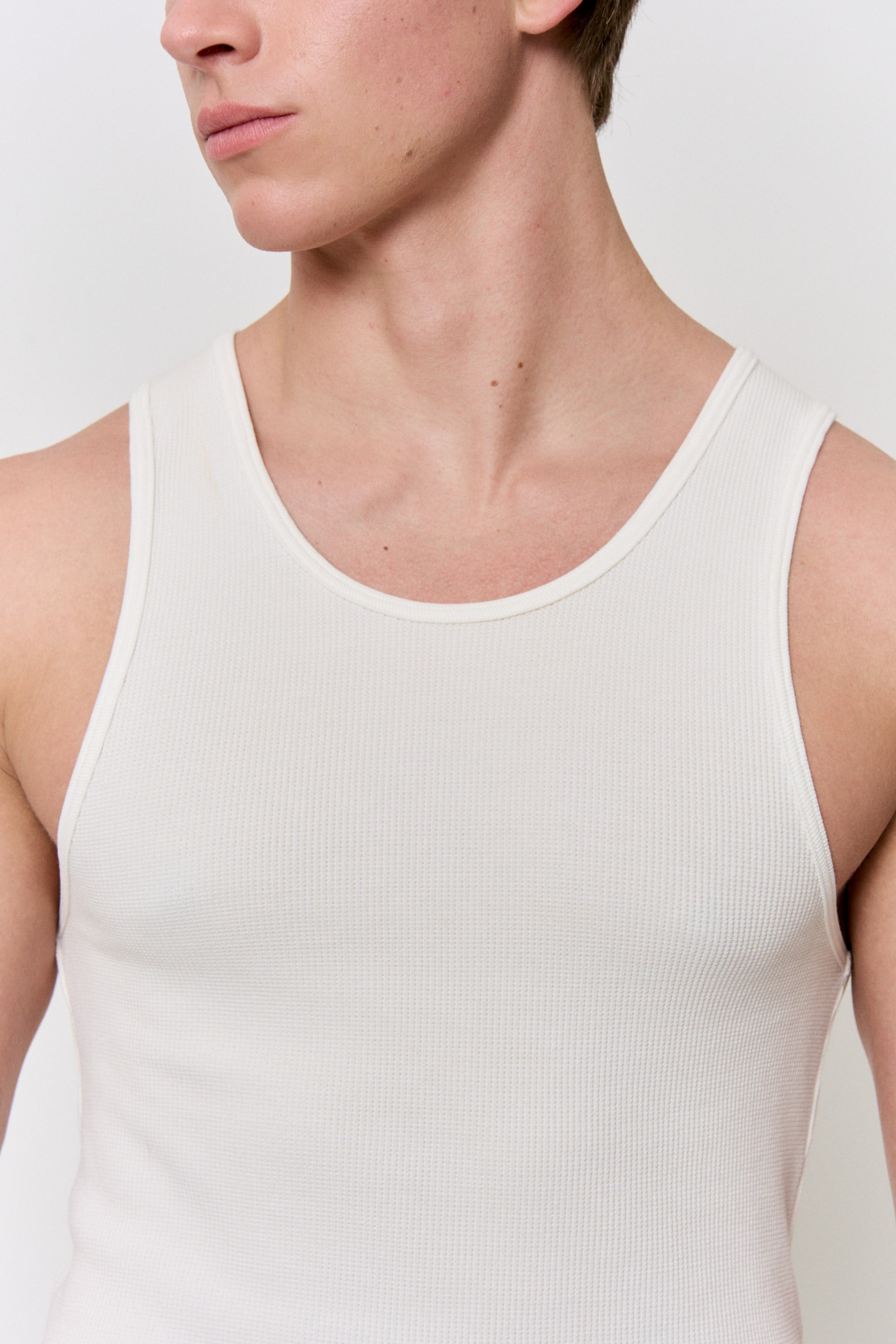 Undyed Waffle Tank-Top in naturally dyed fabric by AGA Nature