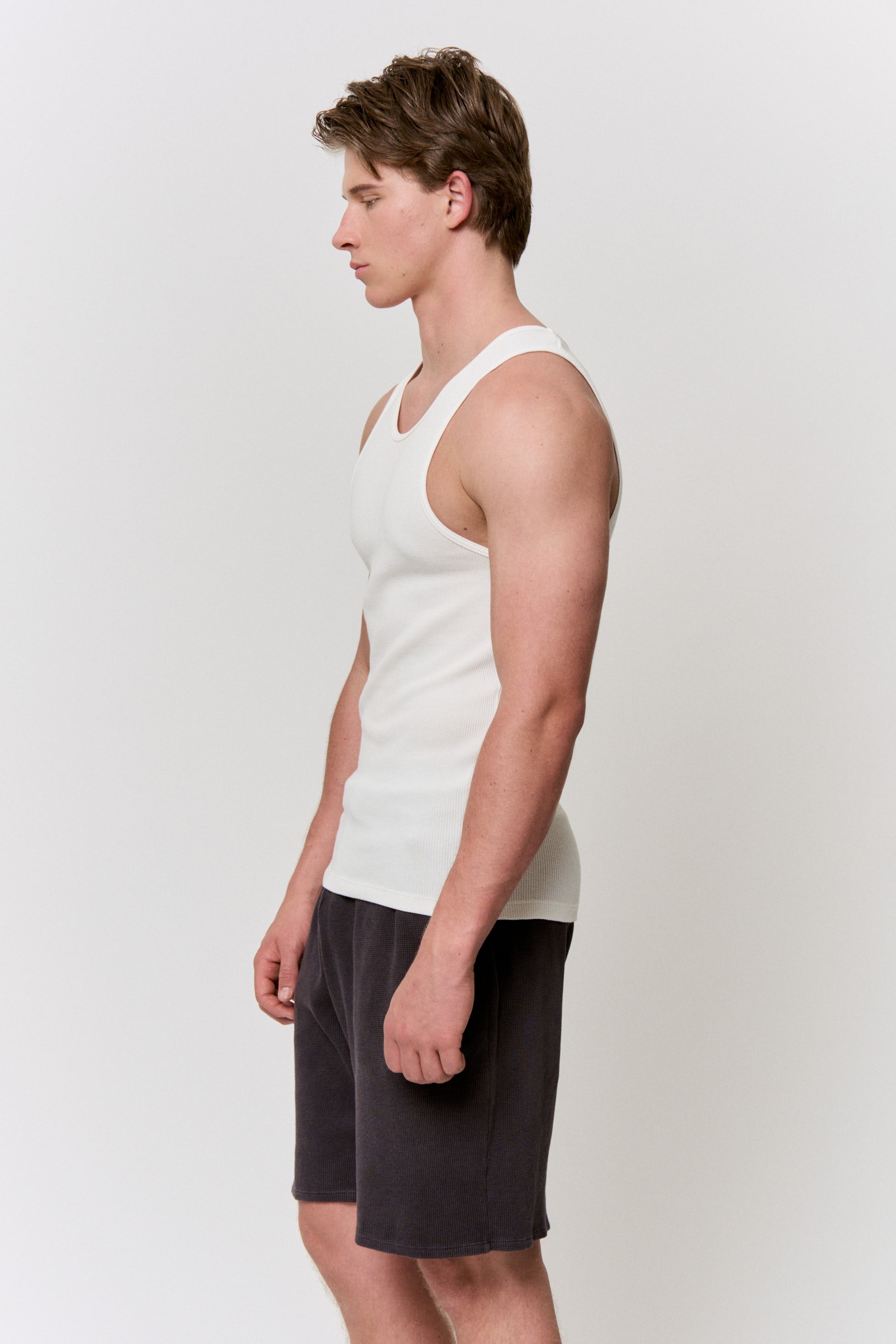 Undyed Waffle Tank-Top in naturally dyed fabric by AGA Nature