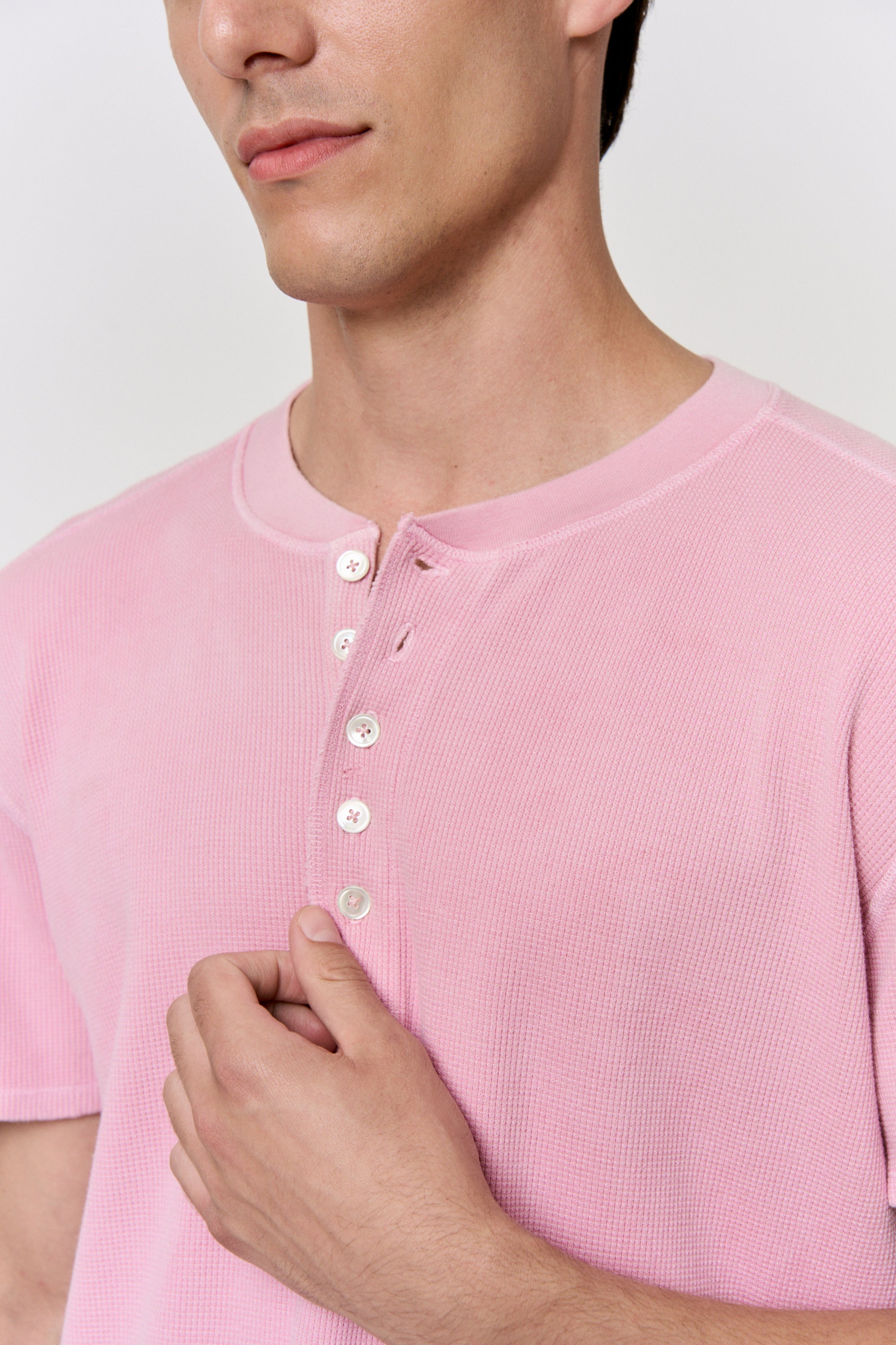 LAC-Dyed Waffle Henley-Top in naturally dyed fabric by AGA Nature