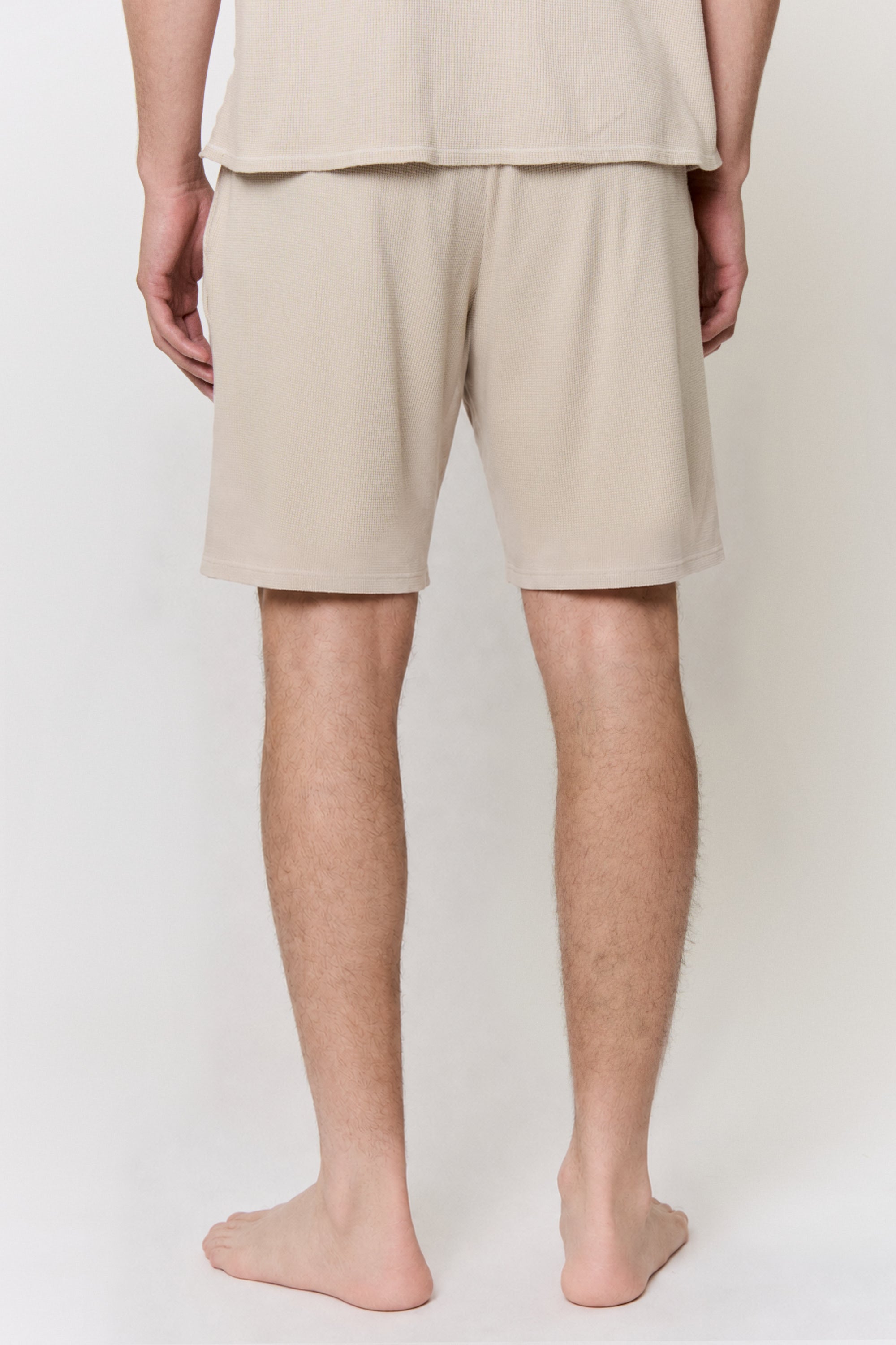 Walnut-Dyed Waffle Drawstring Short in naturally dyed fabric by AGA Nature