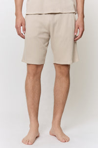 Walnut-Dyed Waffle Drawstring Short in naturally dyed fabric by AGA Nature