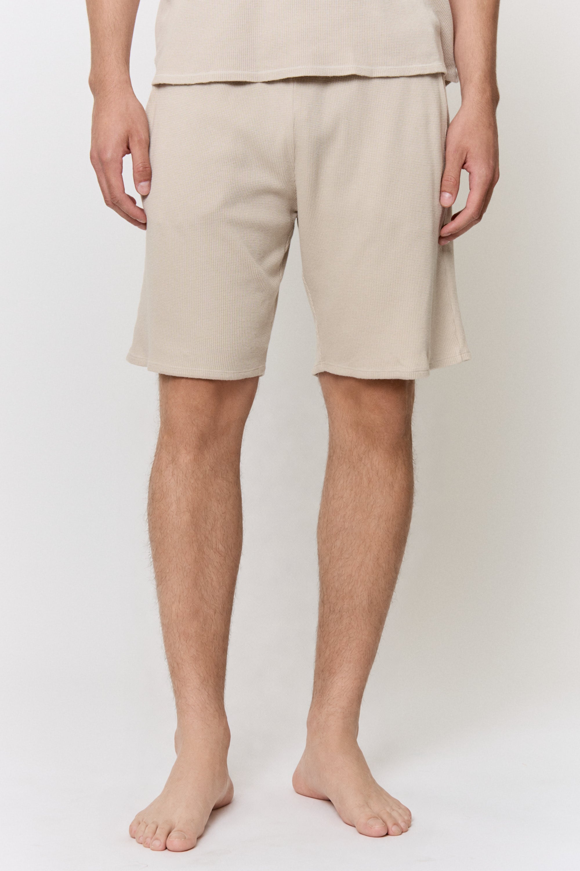 Walnut-Dyed Waffle Drawstring Short in naturally dyed fabric by AGA Nature