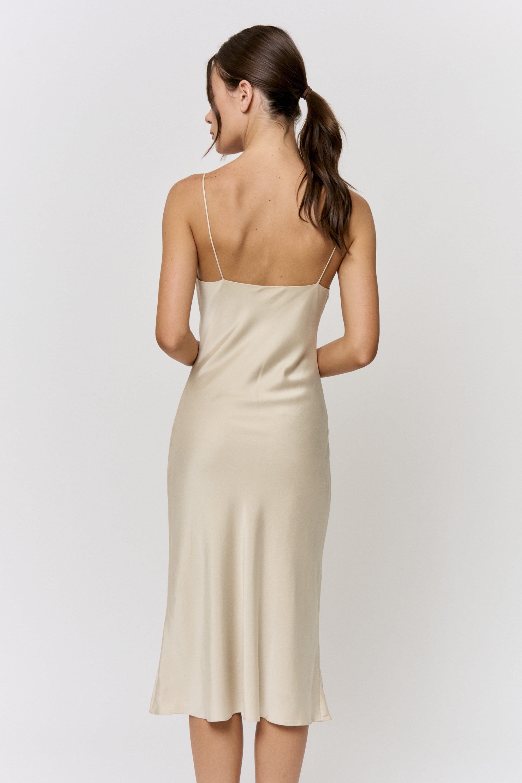 Pomegranate-Dyed 19mm Silk Midi-Slip Dress in naturally dyed fabric by AGA Nature