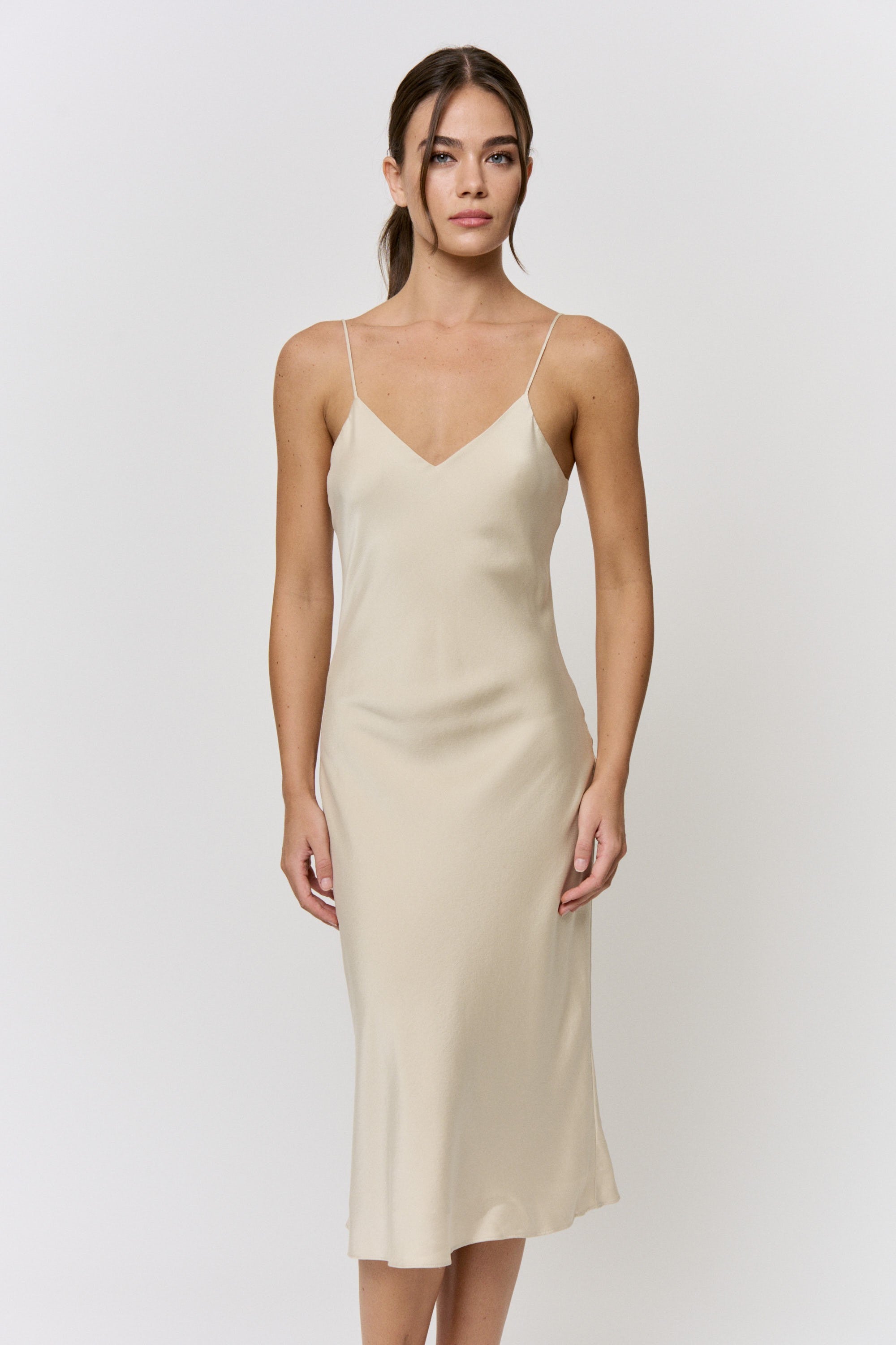 Pomegranate-Dyed 19mm Silk Midi-Slip Dress in naturally dyed fabric by AGA Nature