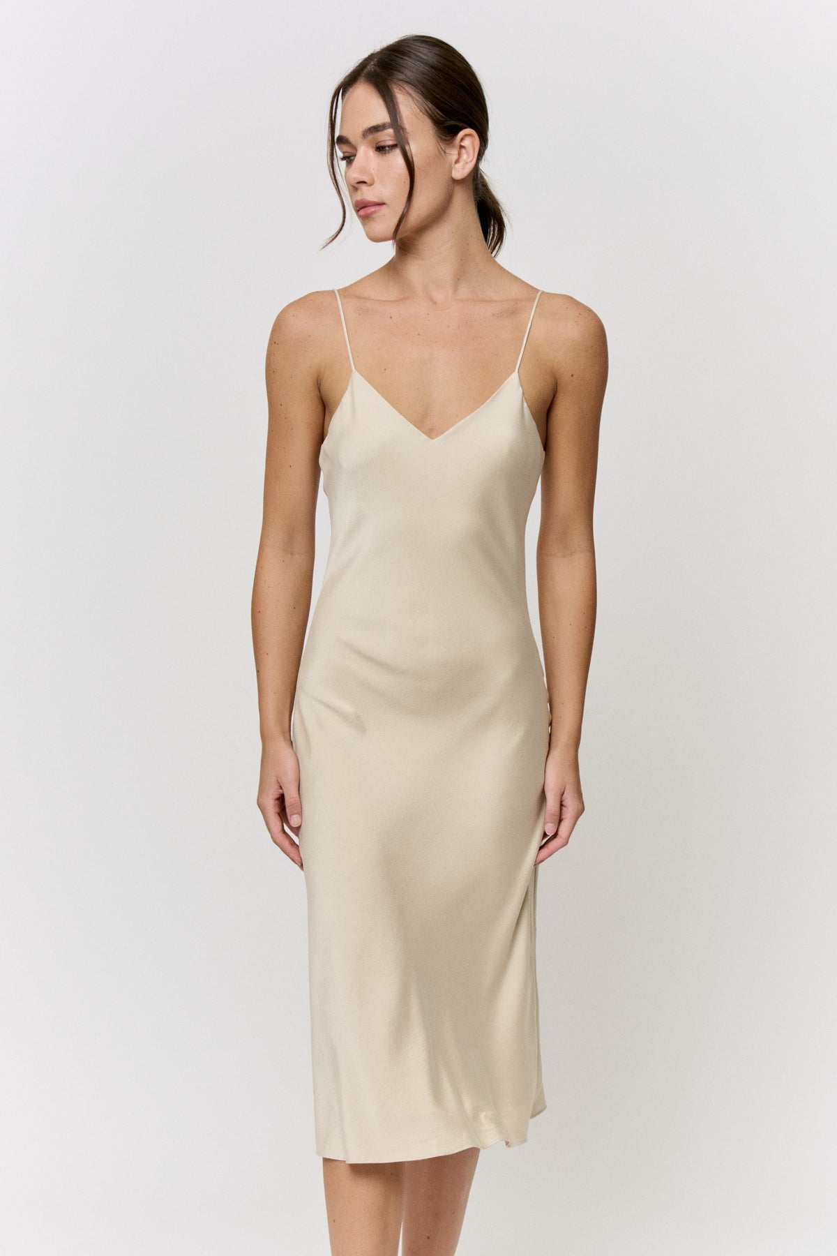 Pomegranate-Dyed 19mm Silk Midi-Slip Dress in naturally dyed fabric by AGA Nature