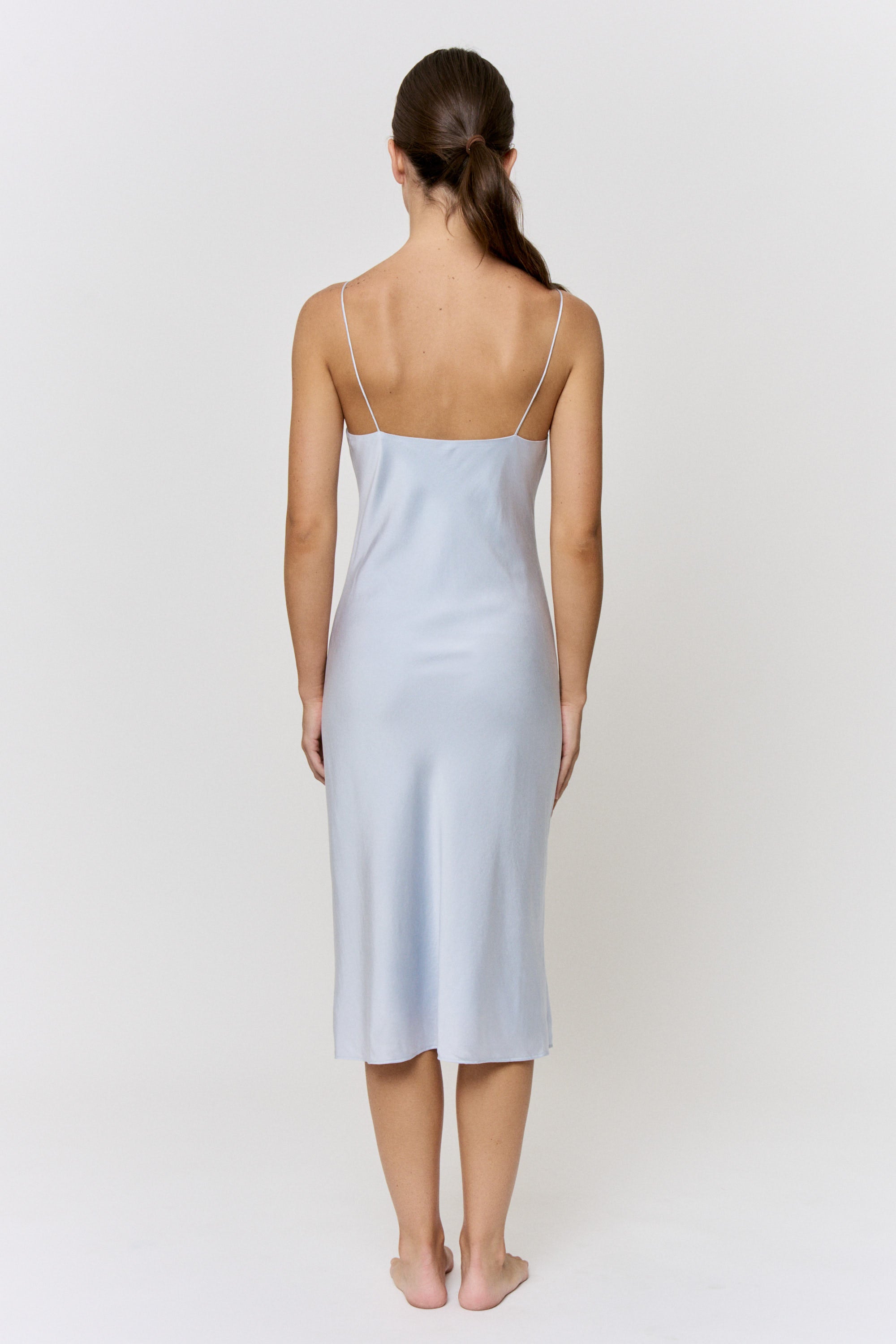 Red Cabbage-Dyed Silk Midi-Slip Dress in naturally dyed fabric by AGA Nature