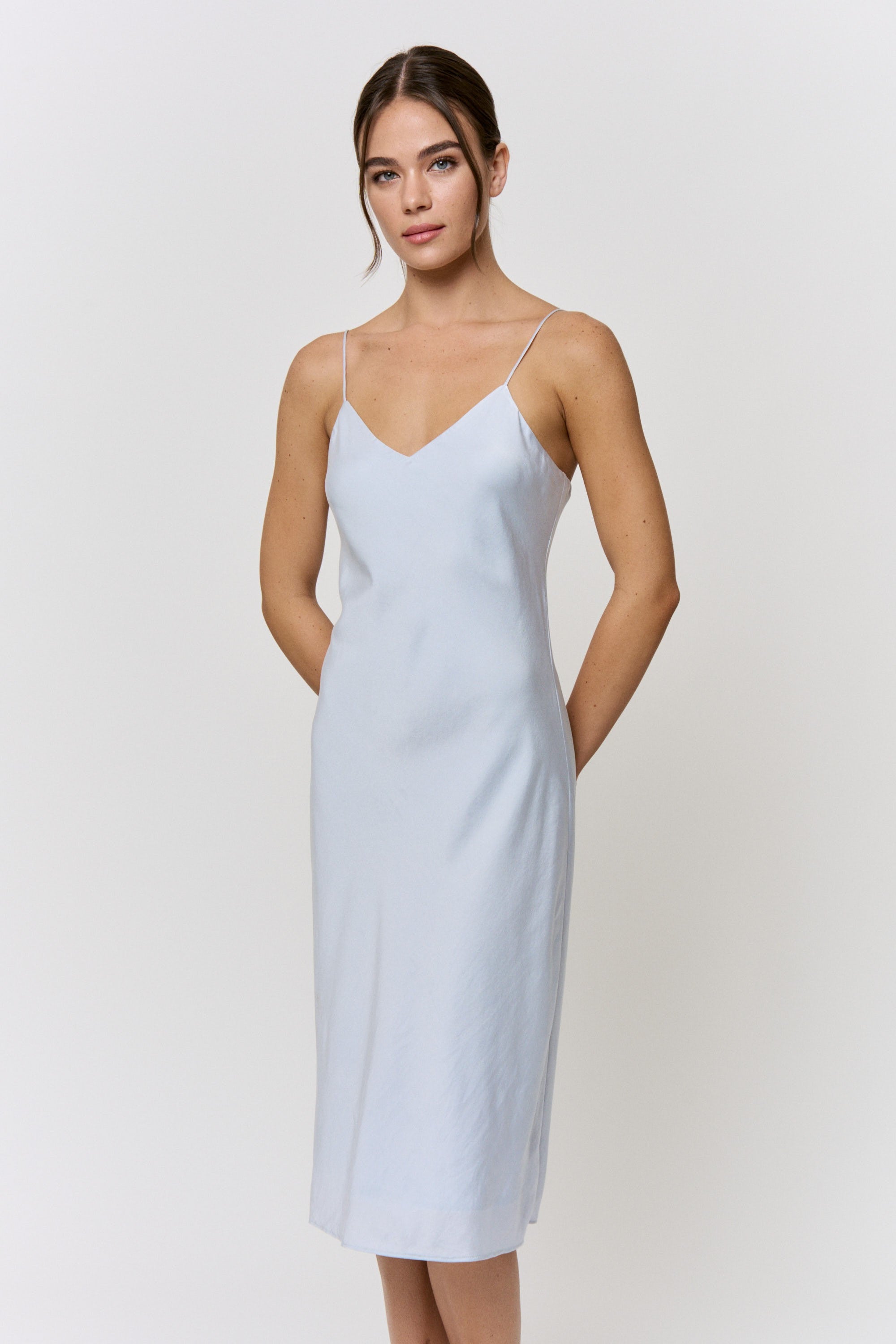 Red Cabbage-Dyed Silk Midi-Slip Dress in naturally dyed fabric by AGA Nature